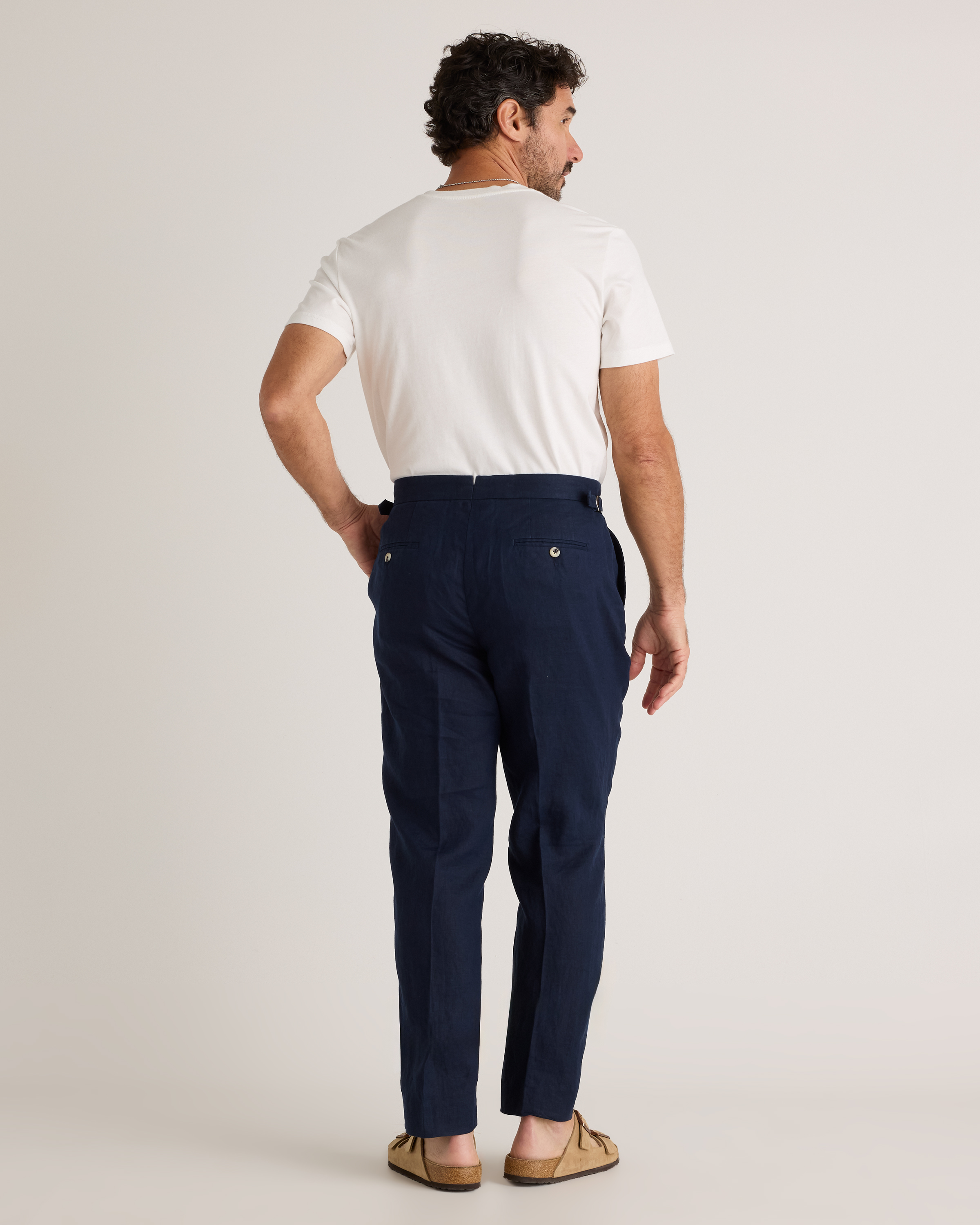 chinese dress ladies Navy Cotton-Linen Blend Trousers main image 0