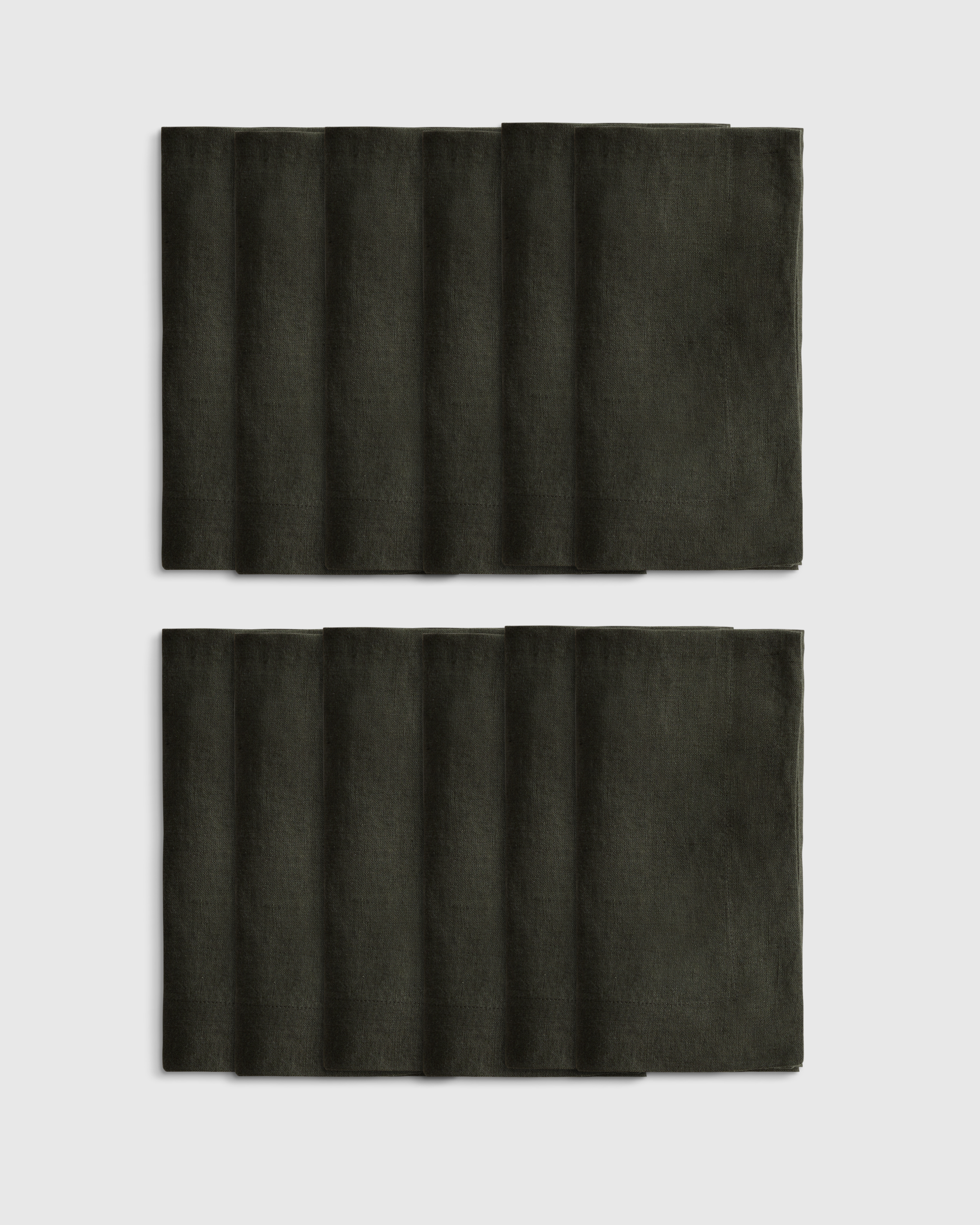 Pine European Linen Wide-Hem Napkins (Set of 12)