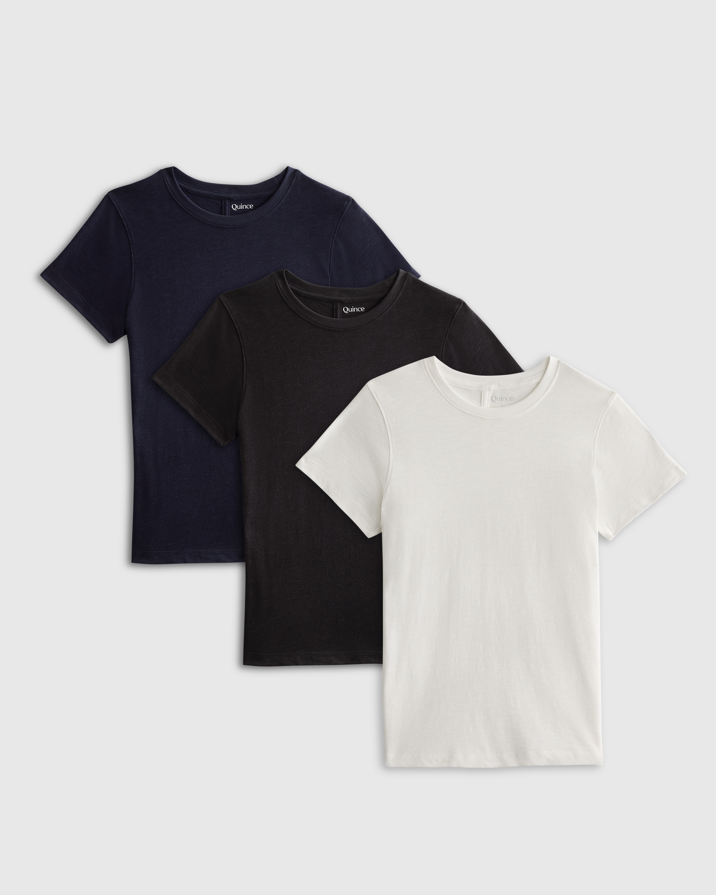 Navy 100% Organic Cotton Slub Crewneck Tee 3 Pack Bundle