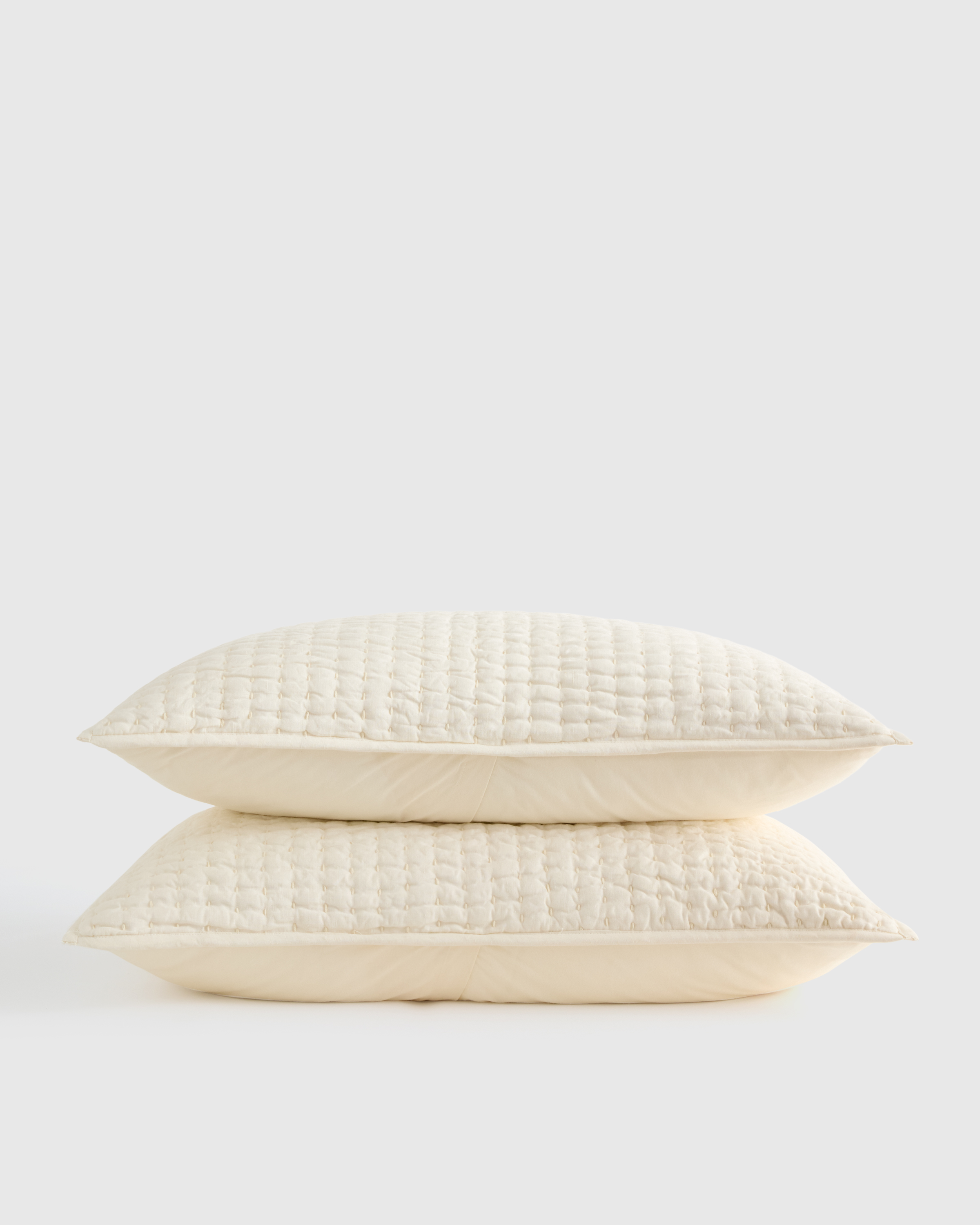 Ivory European Linen Cotton Stitch Sham Set