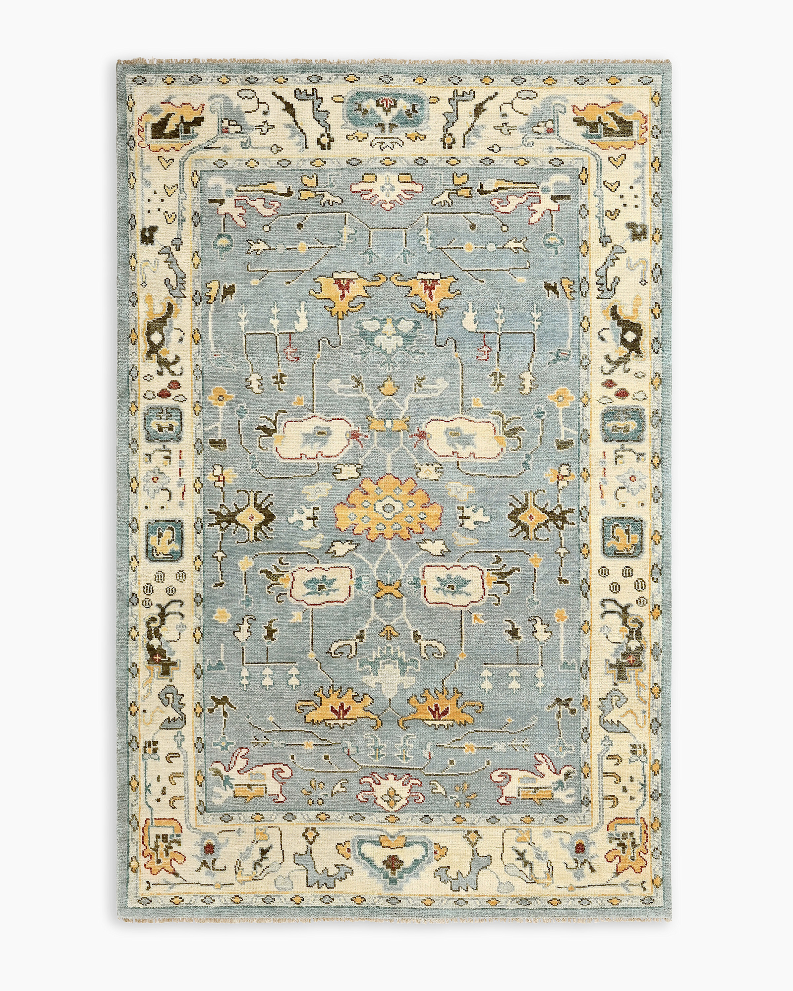 Artemis Hand-Knotted Wool Rug - 5' x 8', Light Blue