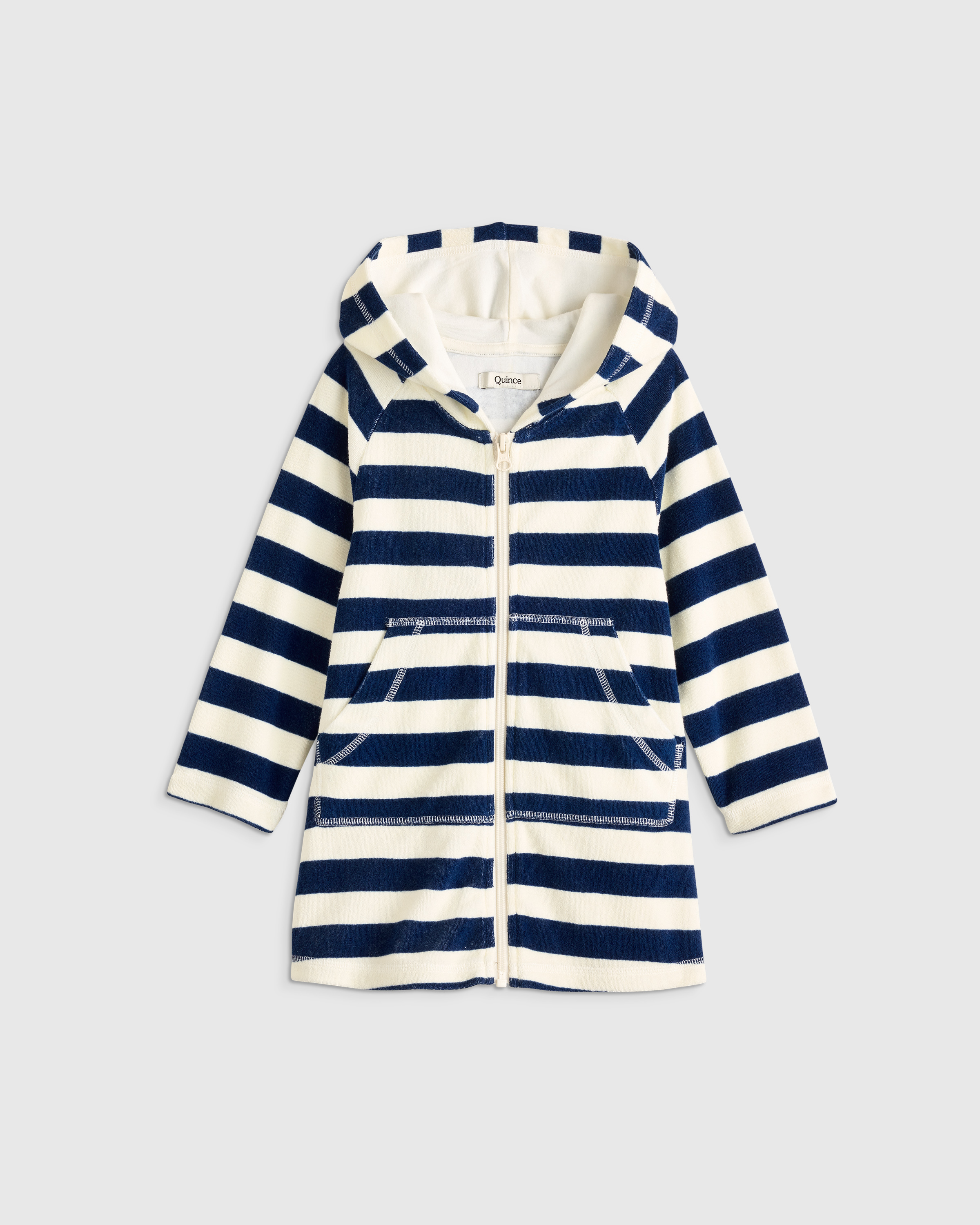 Navy Awning Stripe Loop Terry Swim Coverup