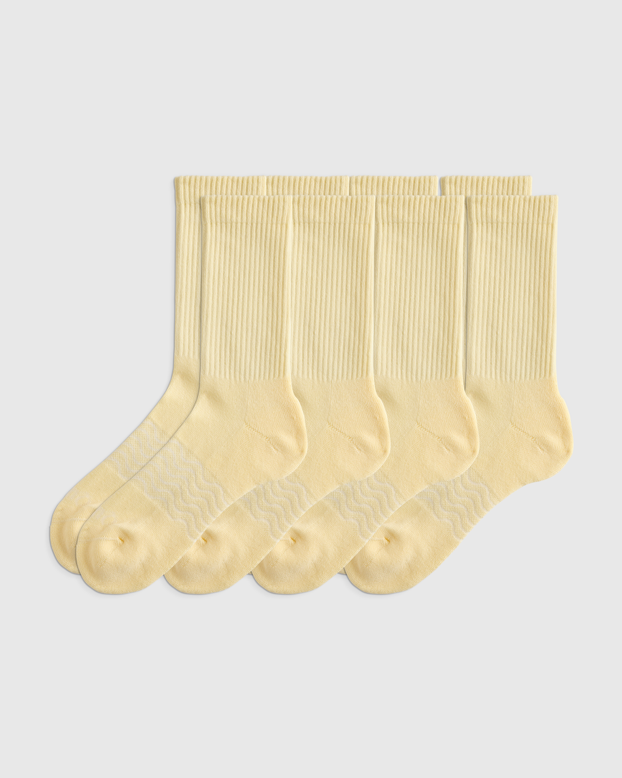 Pale Custard Yellow Everyday Cotton Solid Crew Socks (4-pack)