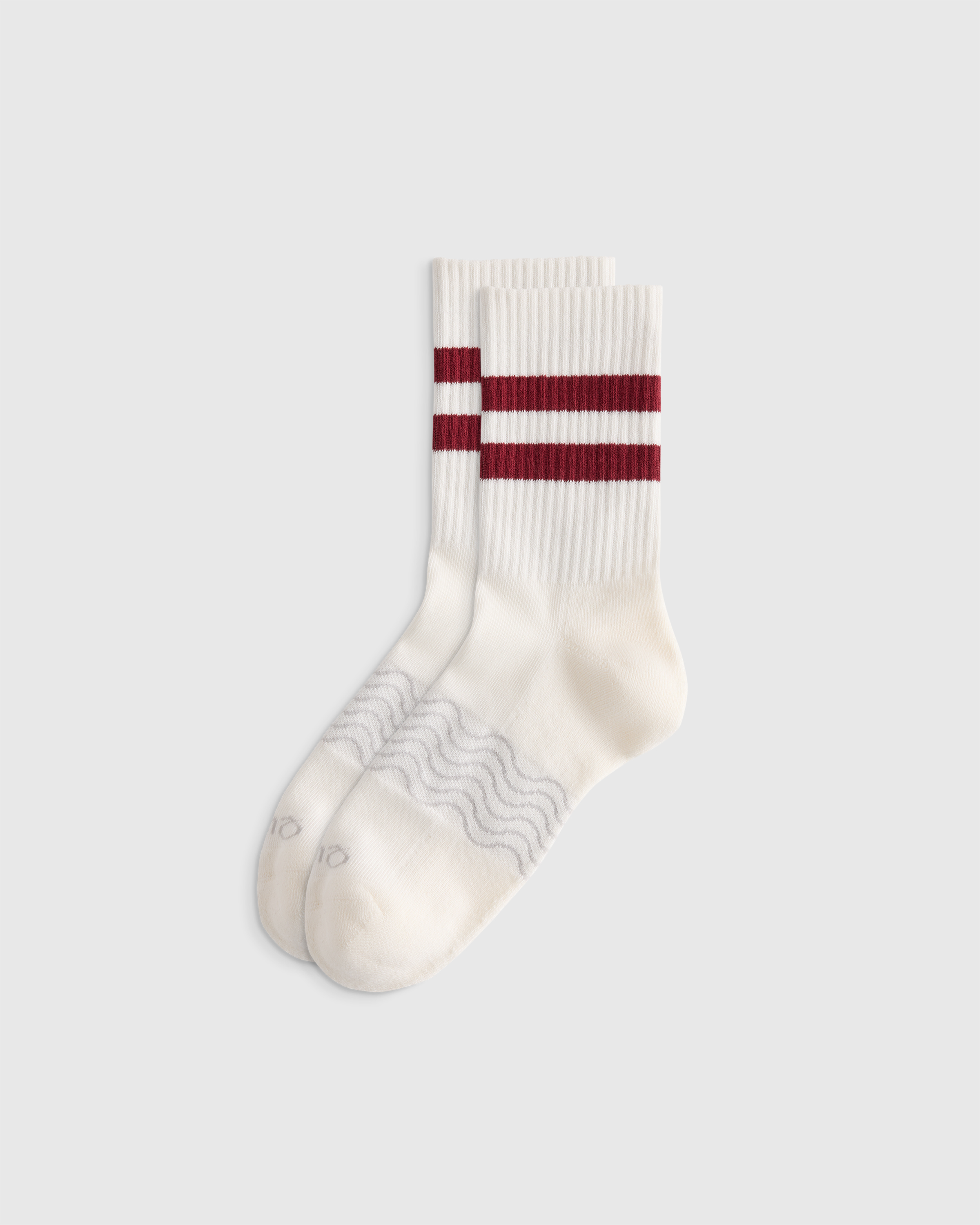 Ivory/Maroon Stripe Everyday Cotton Varsity Stripes Half-Crew Sock