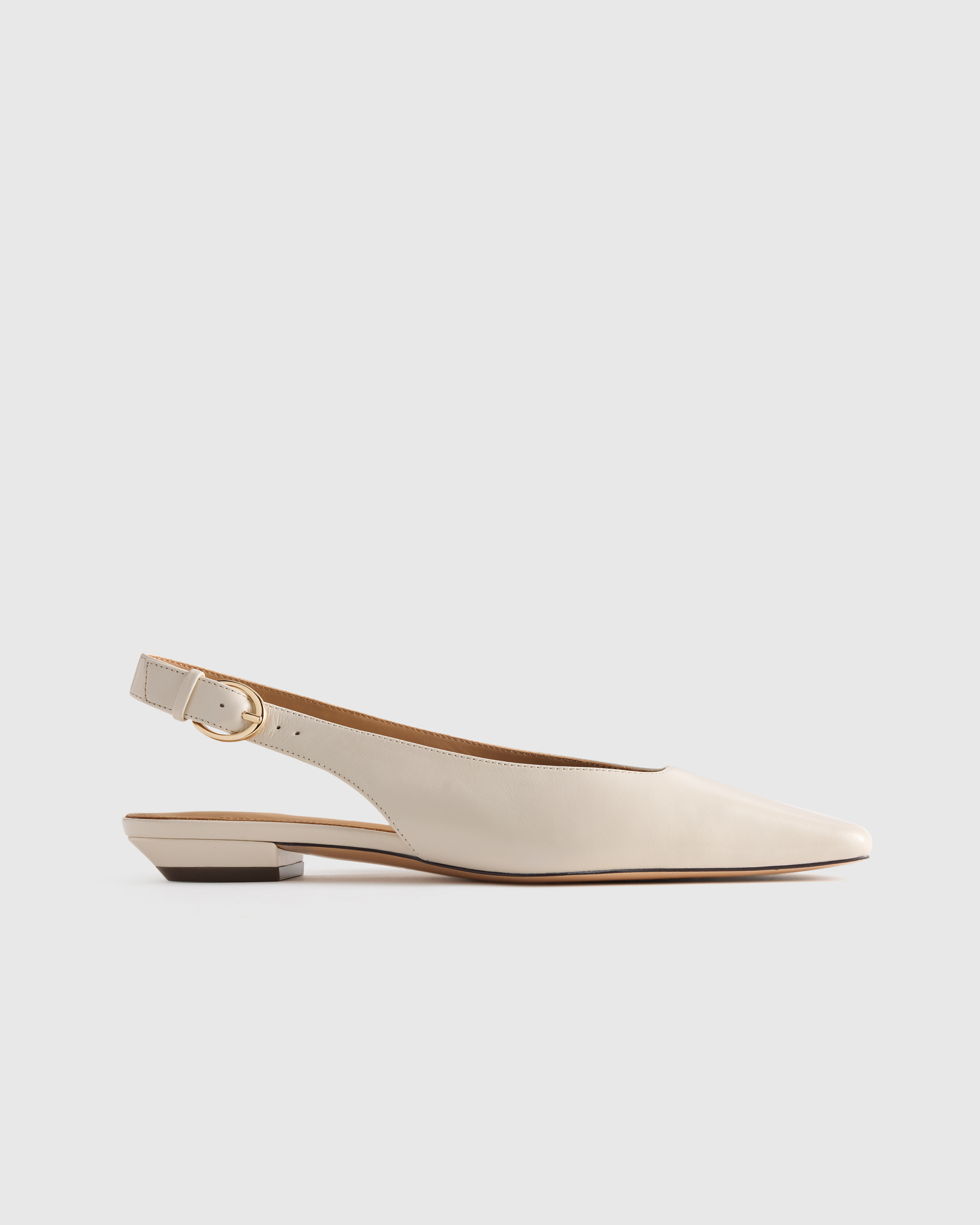 Bone Italian Leather Slingback Flat