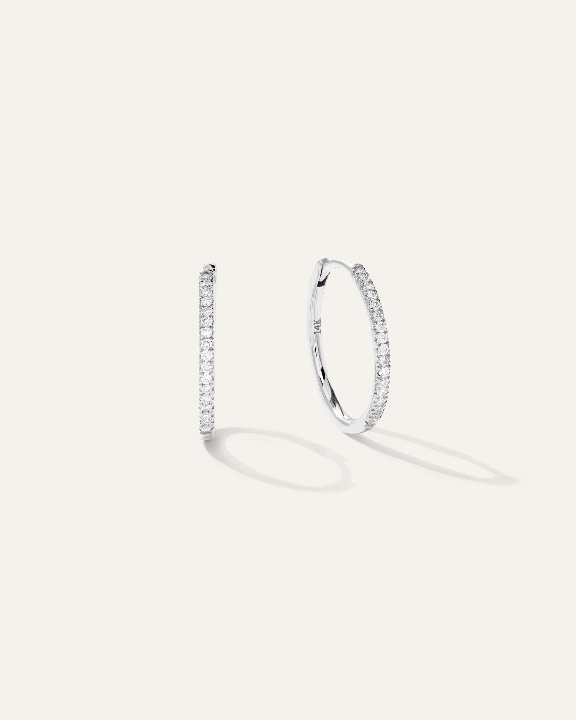 White Gold 14K Gold Diamond Pave Hoops