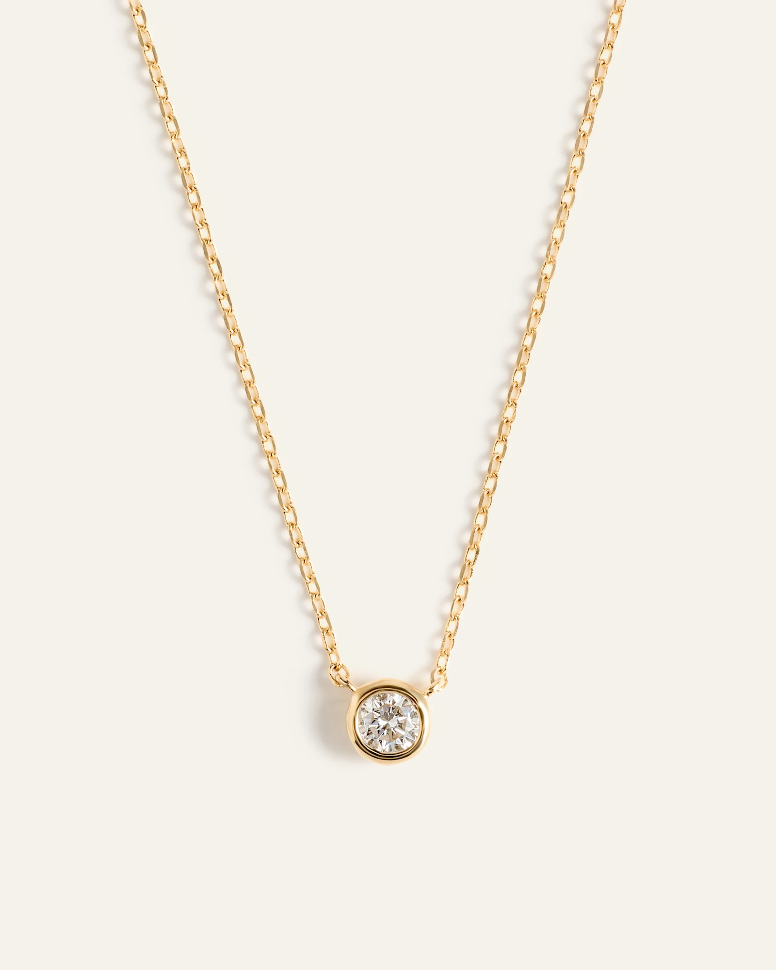 14K Gold Diamond Bezel Necklace