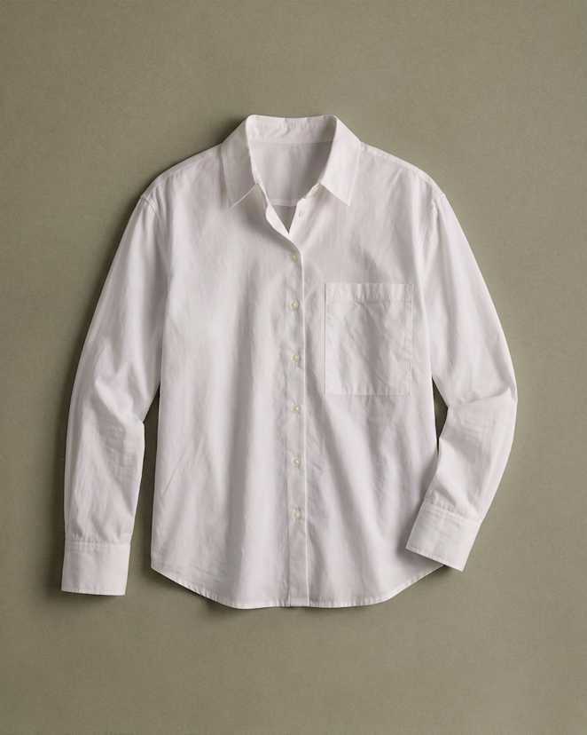 Women s 100 Organic Cotton Poplin Long Sleeve Boyfriend Shirt