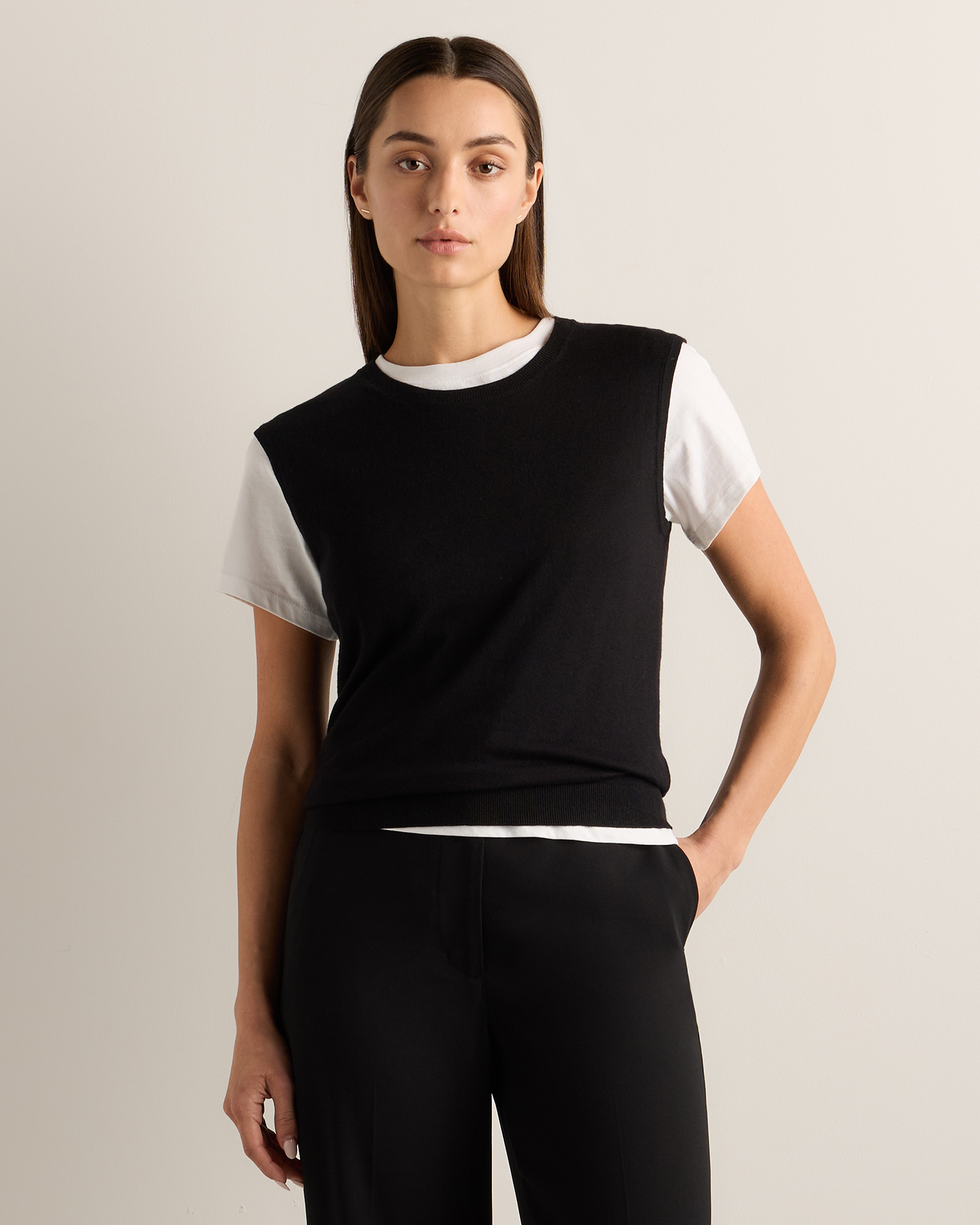 Black Lightweight Cotton Cashmere Sweater Tank