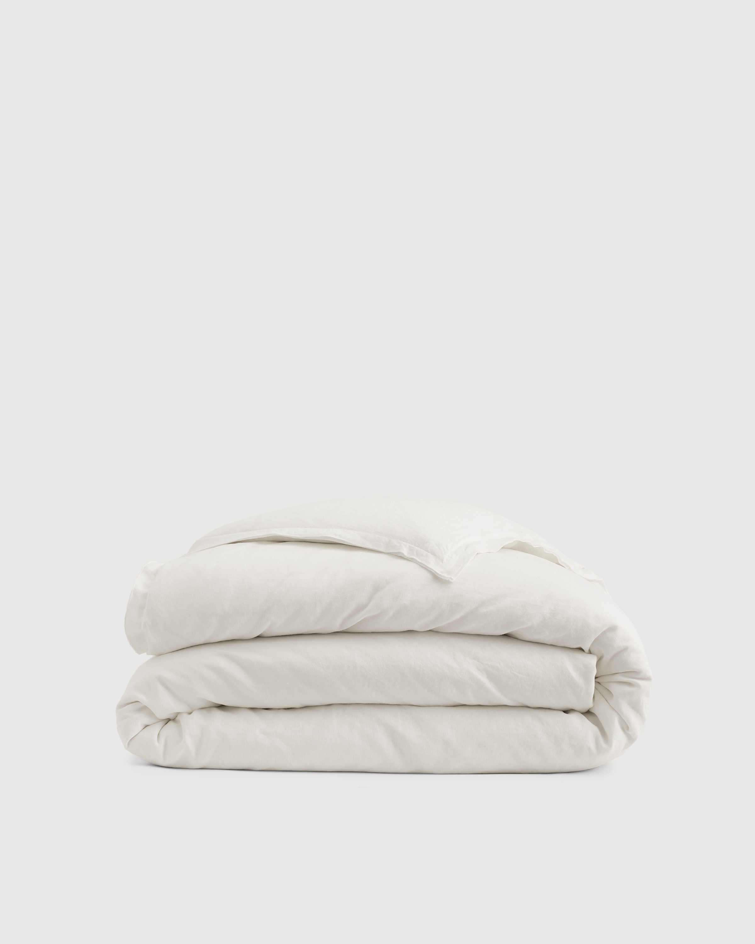 White with White Embroidery European Linen Double Embroidered Edge Duvet Cover