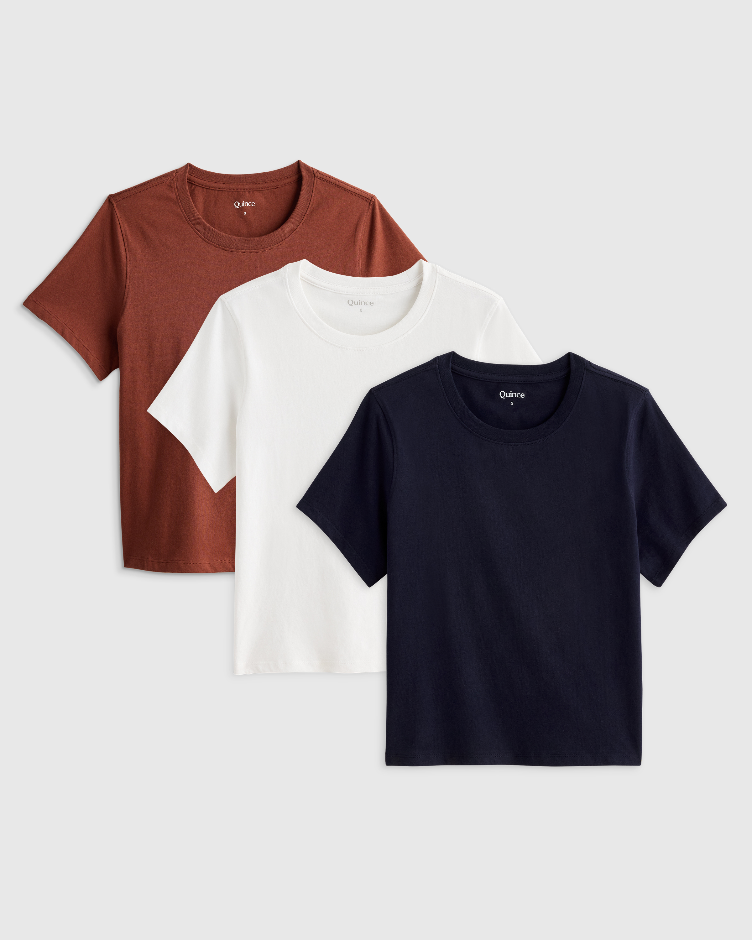 Redwood Brown 100% Organic Cotton Boxy Crewneck Tee 3 Pack Bundle