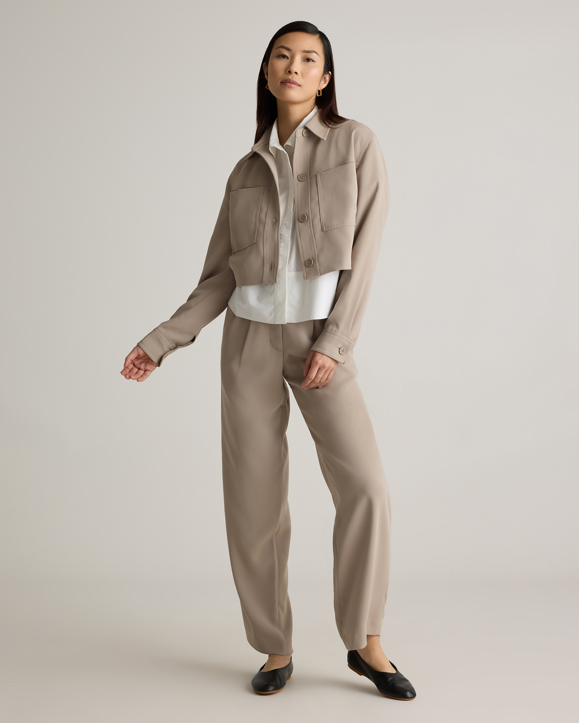 Stretch Crepe Cropped Jacket