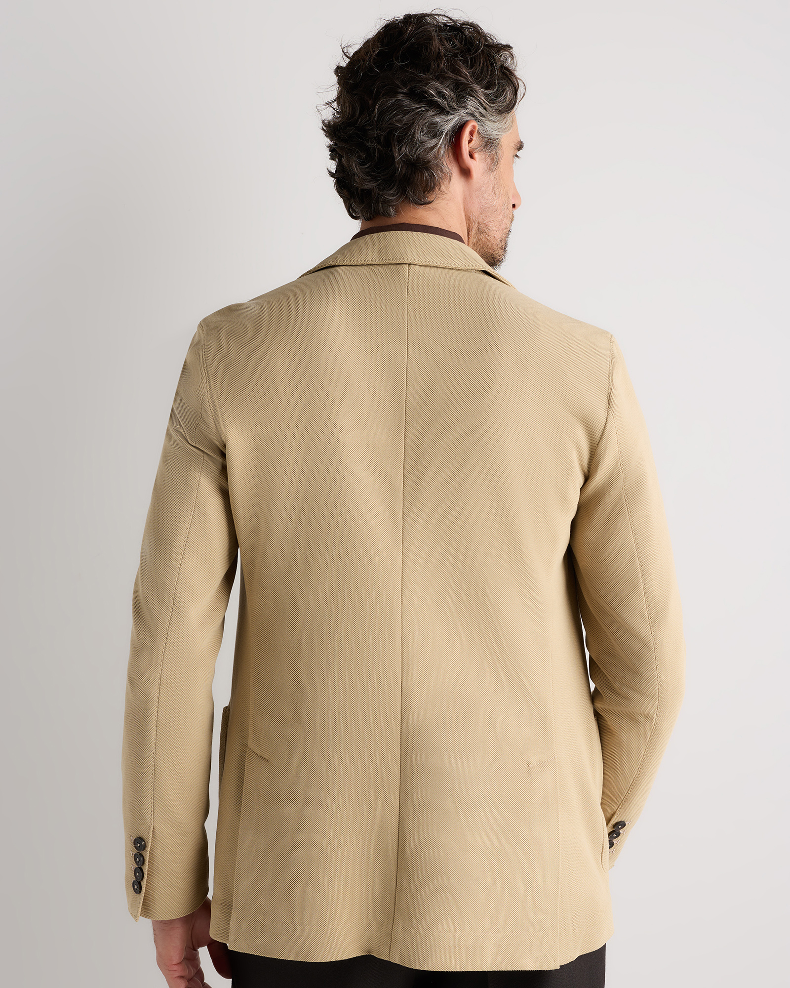 Cotton Pique Blazer in Khaki