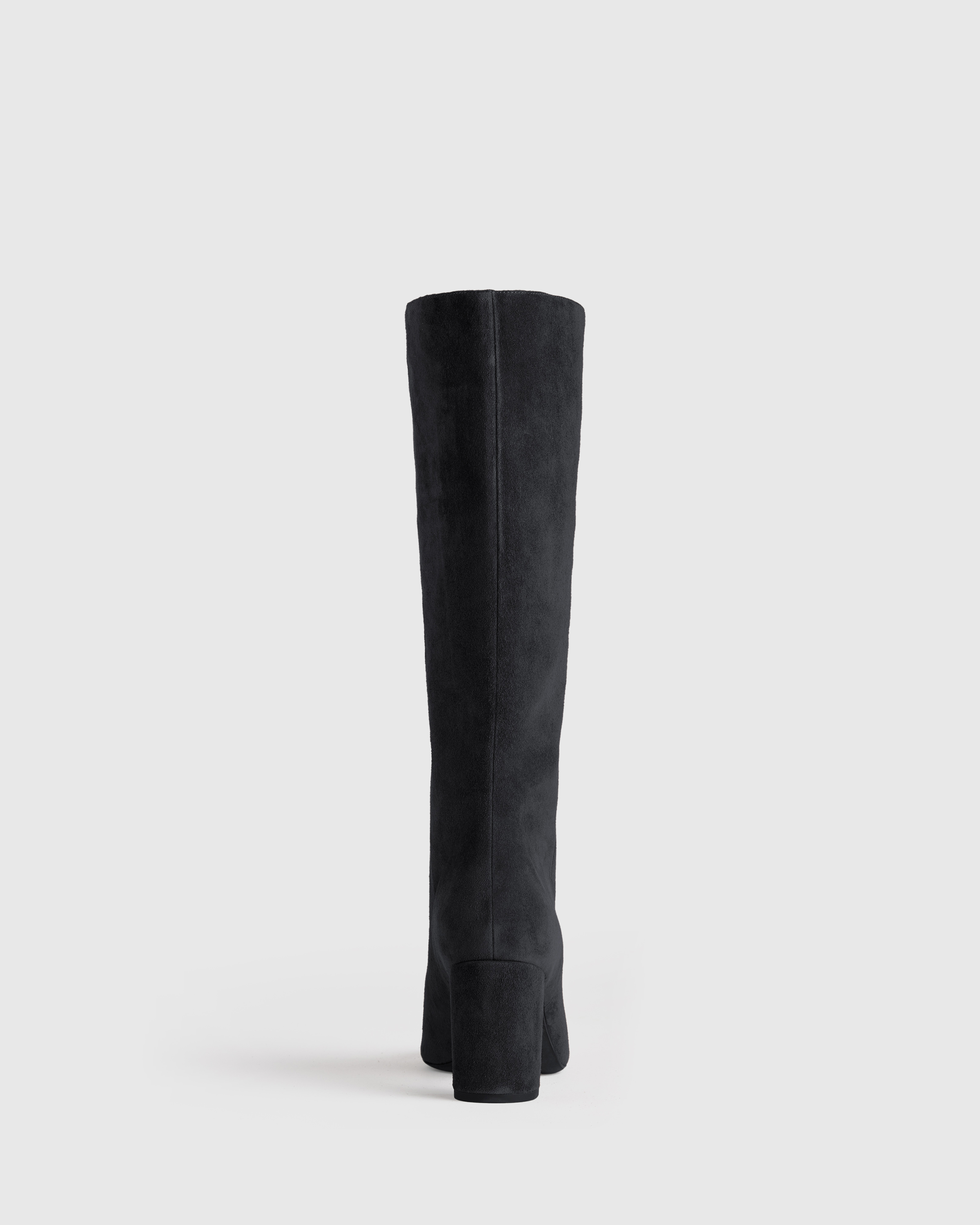 W--282-BLK Italian Suede Slouchy Block Heel Boots Black 1408 CROPPED