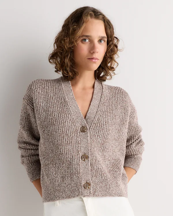 100% Organic Cotton Fisherman Boxy Cropped Cardigan