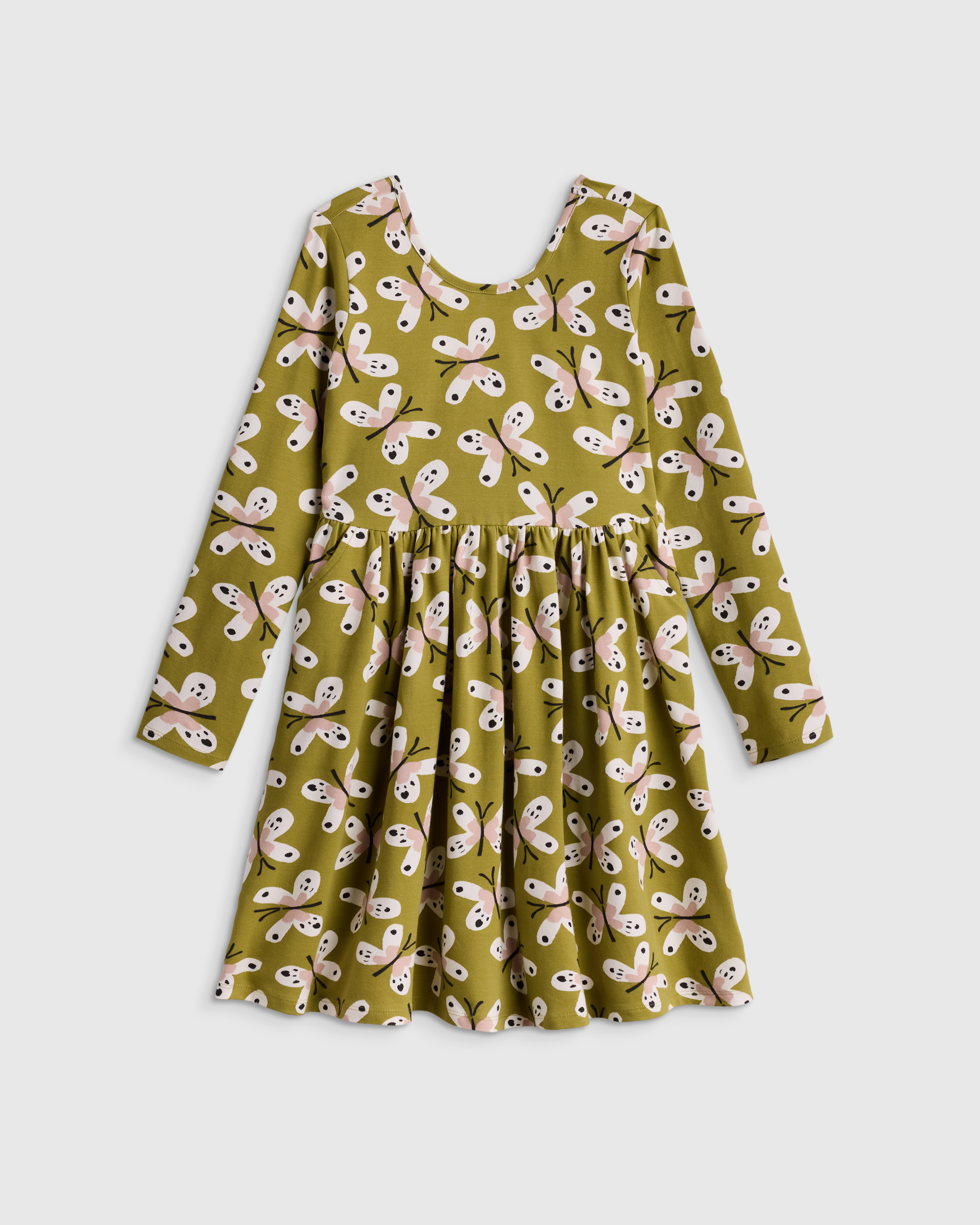Butterfly Meadow Organic Cotton Long Sleeve Skater Dress 