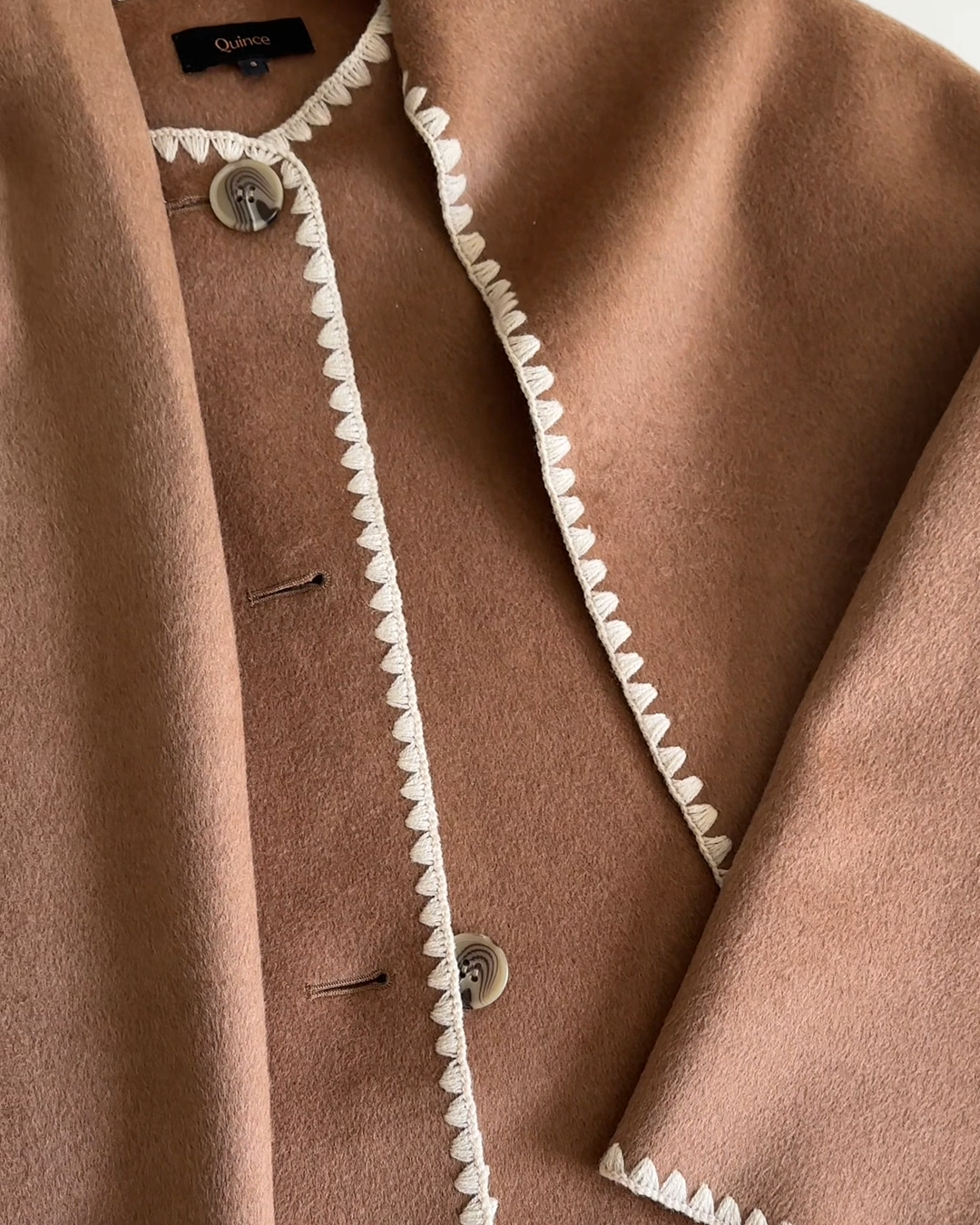 Double-FacedMerinoWoolScarfCoat Caramel Multi 4x5