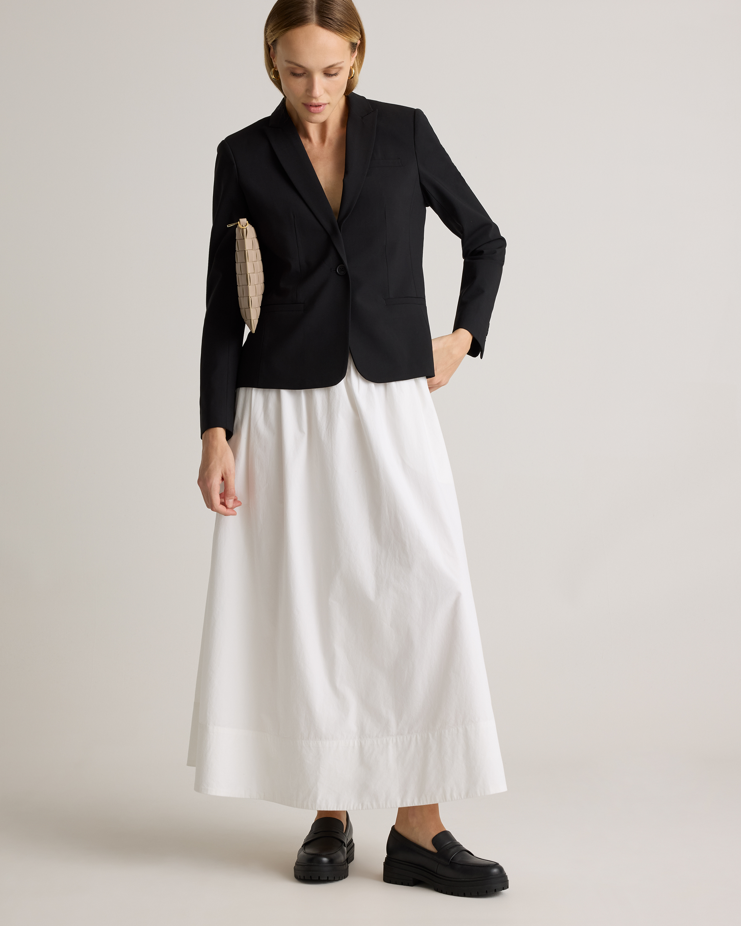 100% Organic Cotton Poplin A-line Maxi Skirt
