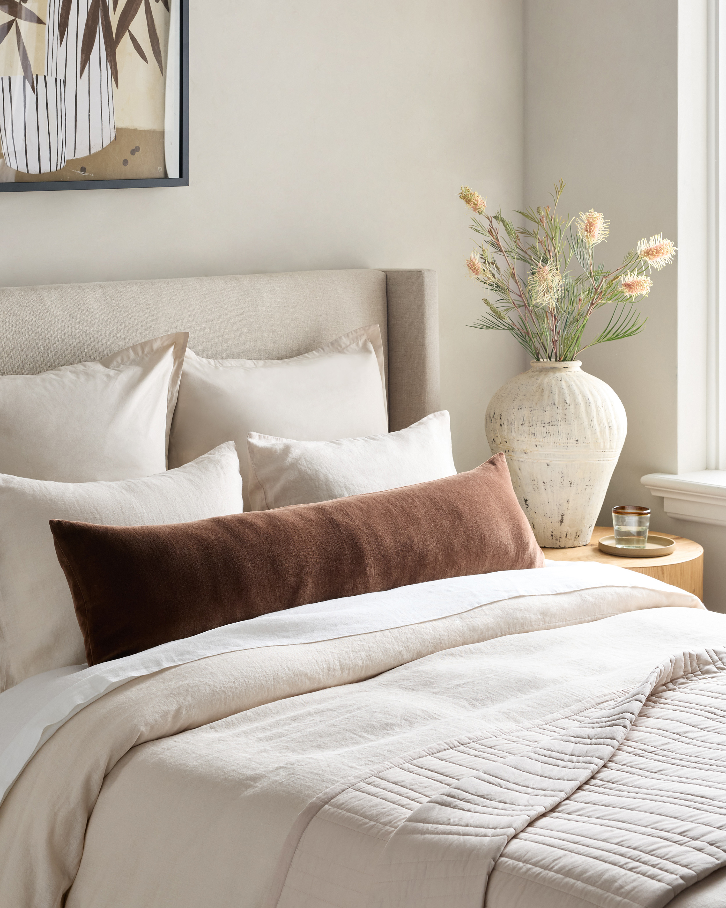 Chestnut Cotton Velvet Oversized Lumbar Pillow Cover