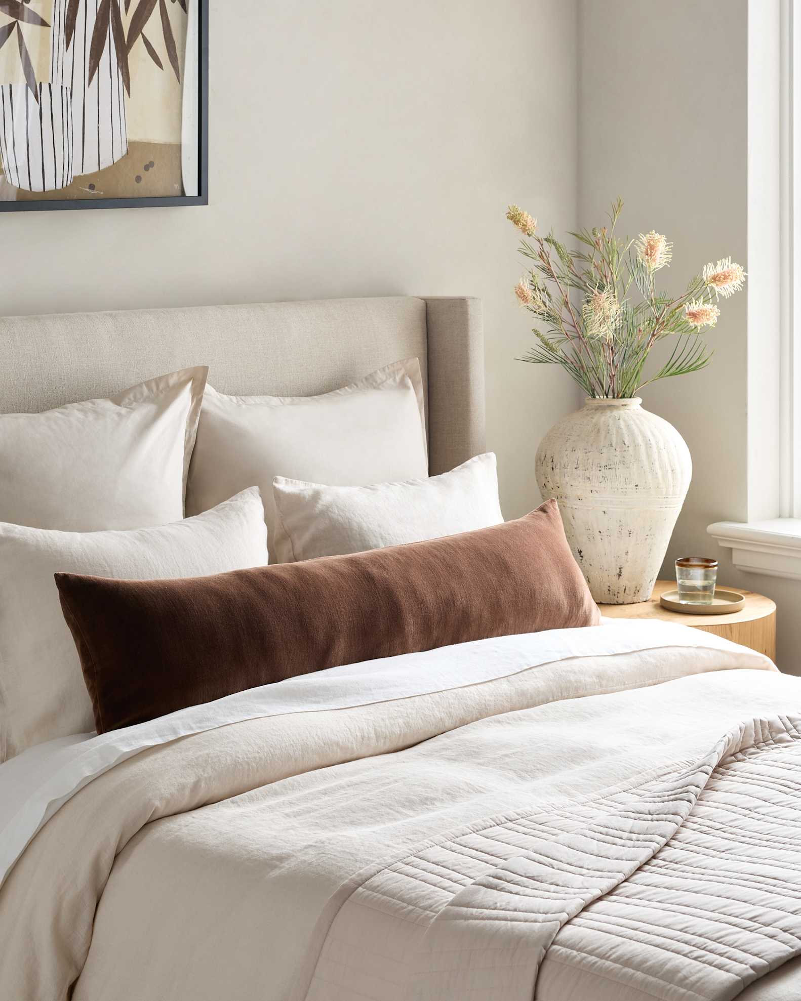 Cotton Velvet Oversized Lumbar Pillow Cover (Set of 2) in Moss