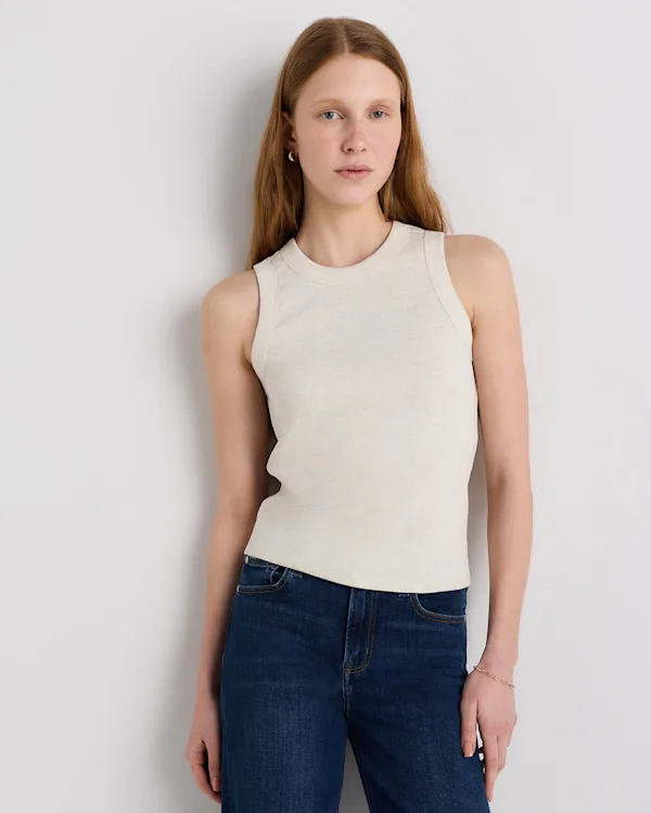 Organic Cotton Micro-Rib Cropped Cutaway Tank