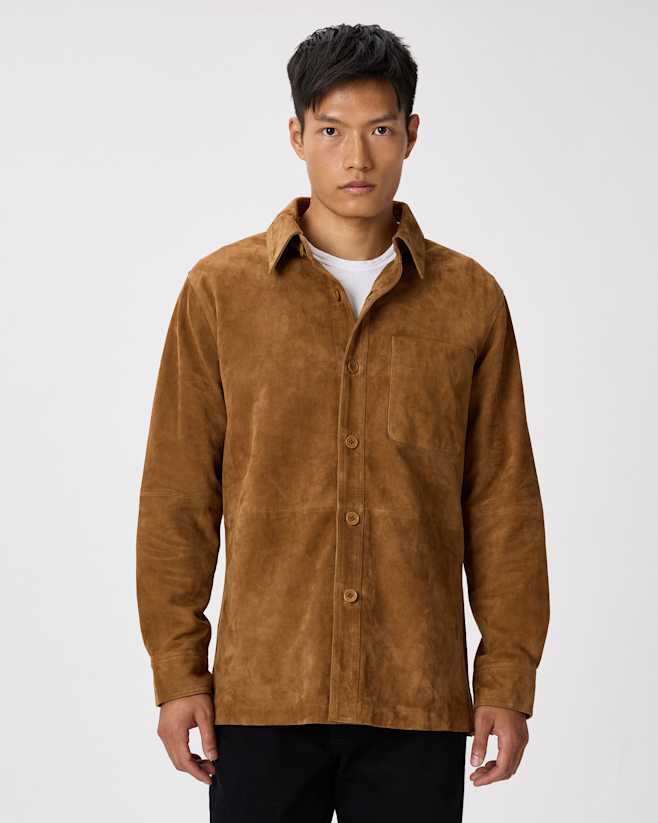 Cognac Brown 100% Suede Overshirt