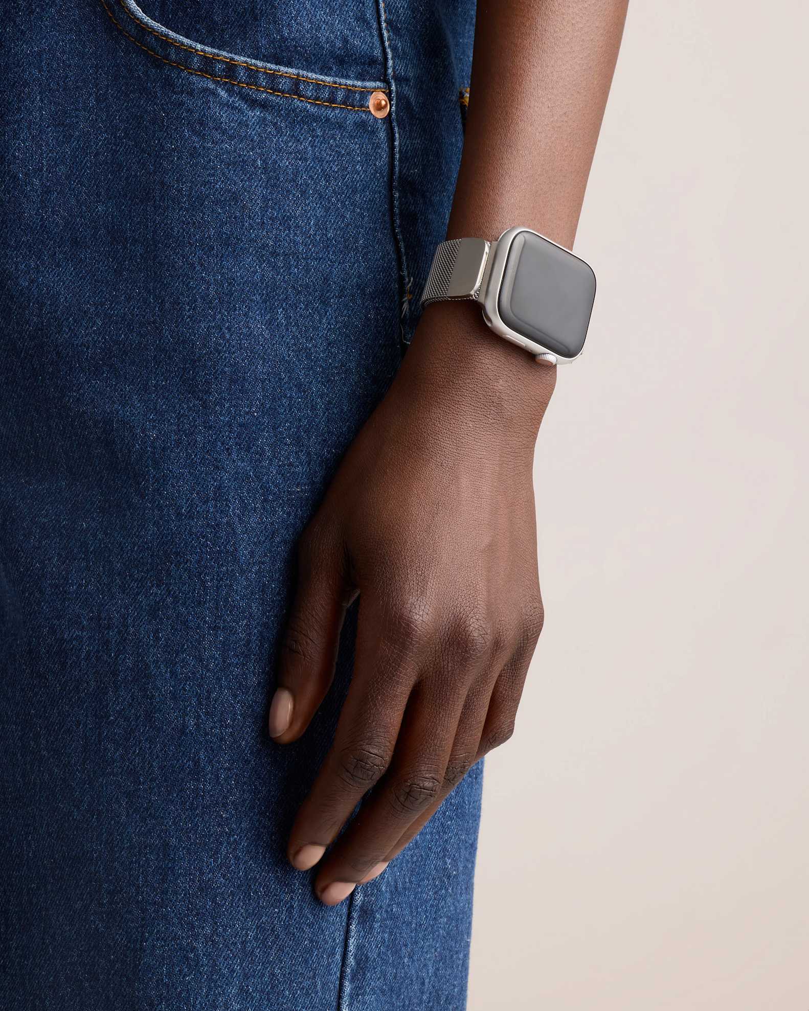 Stainless Steel Mesh Apple Watch Band in Silver - Main Image