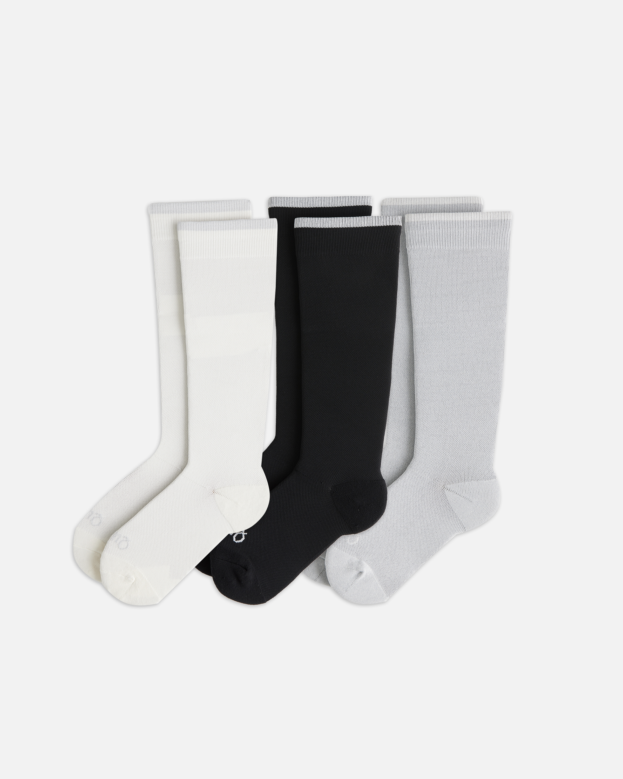 Quince Women's Recycled Maternity Compression Socks 3-pack In White/black/grey