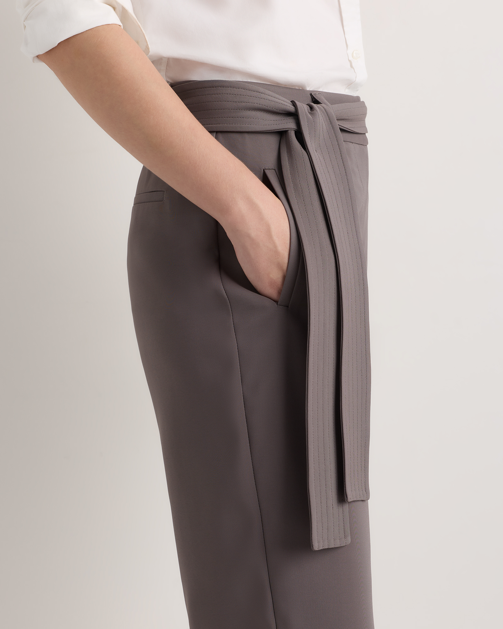 slim fit dress slacks High Waist Paperbag Skinny Dress Pants main image 0