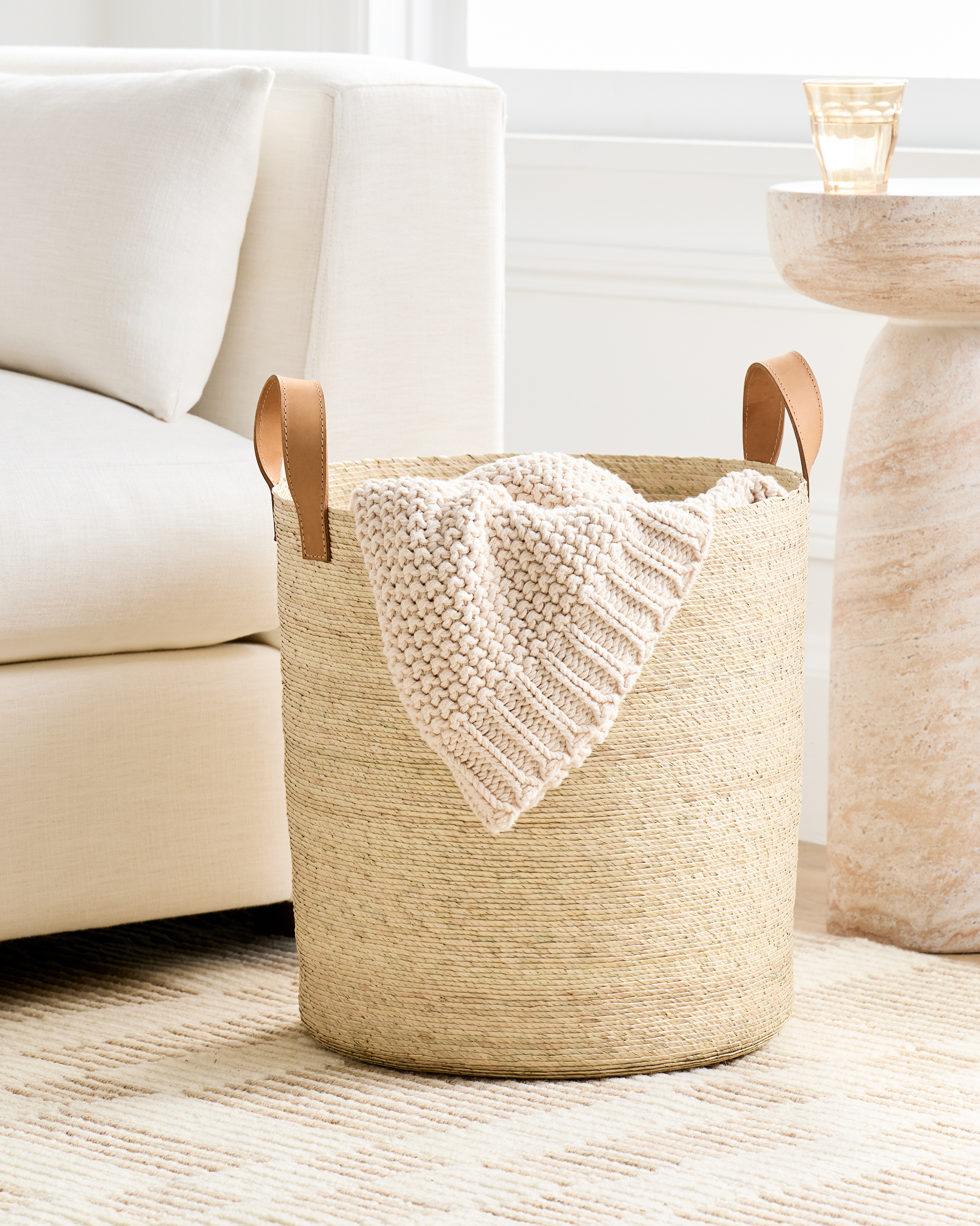 Natural Handwoven Round Palm Baskets (Set of 3) - Thumbnail 5