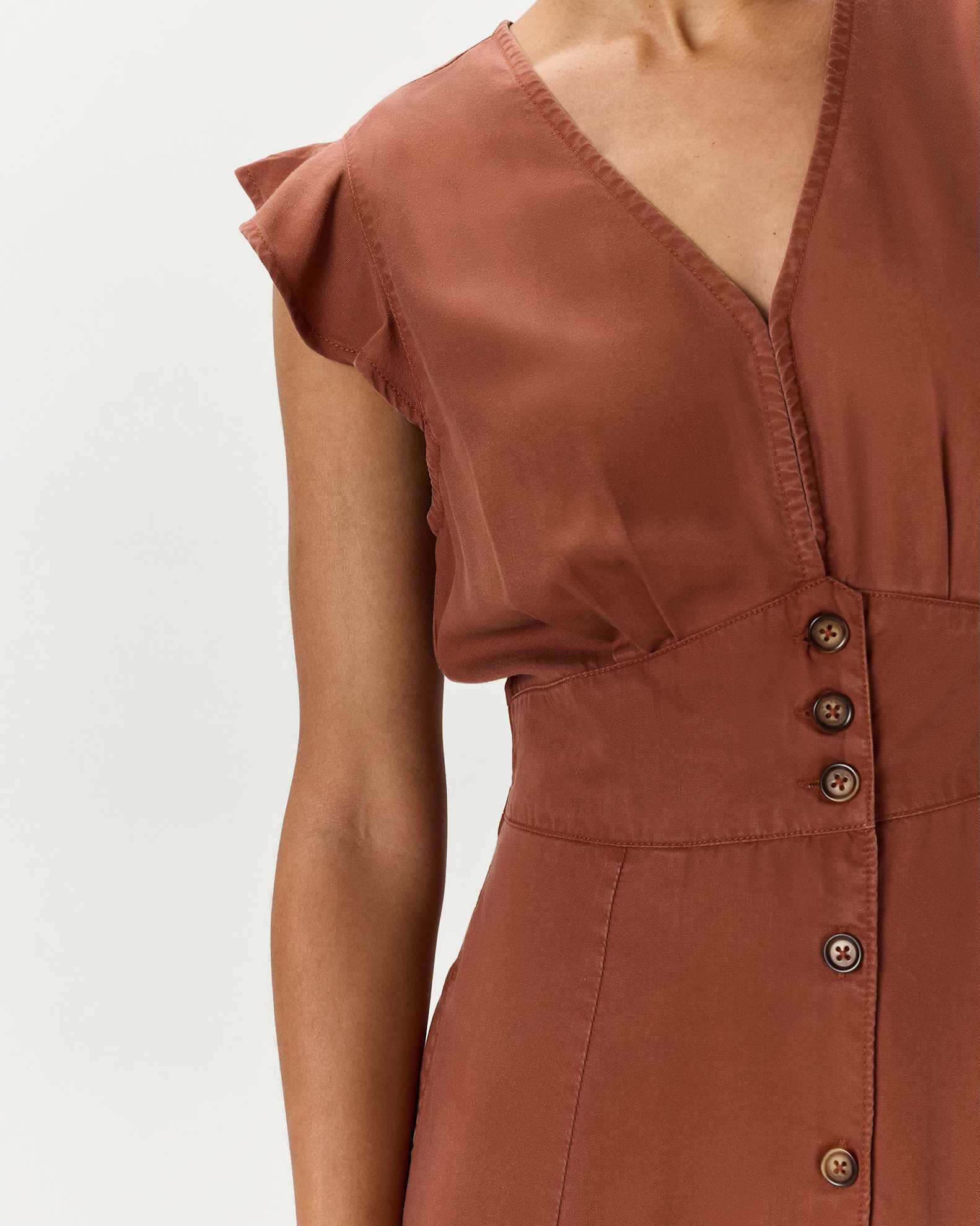 vintage wash tencel button front midi dress Women's Vintage Wash Tencel Button Front Midi Dress In Olive