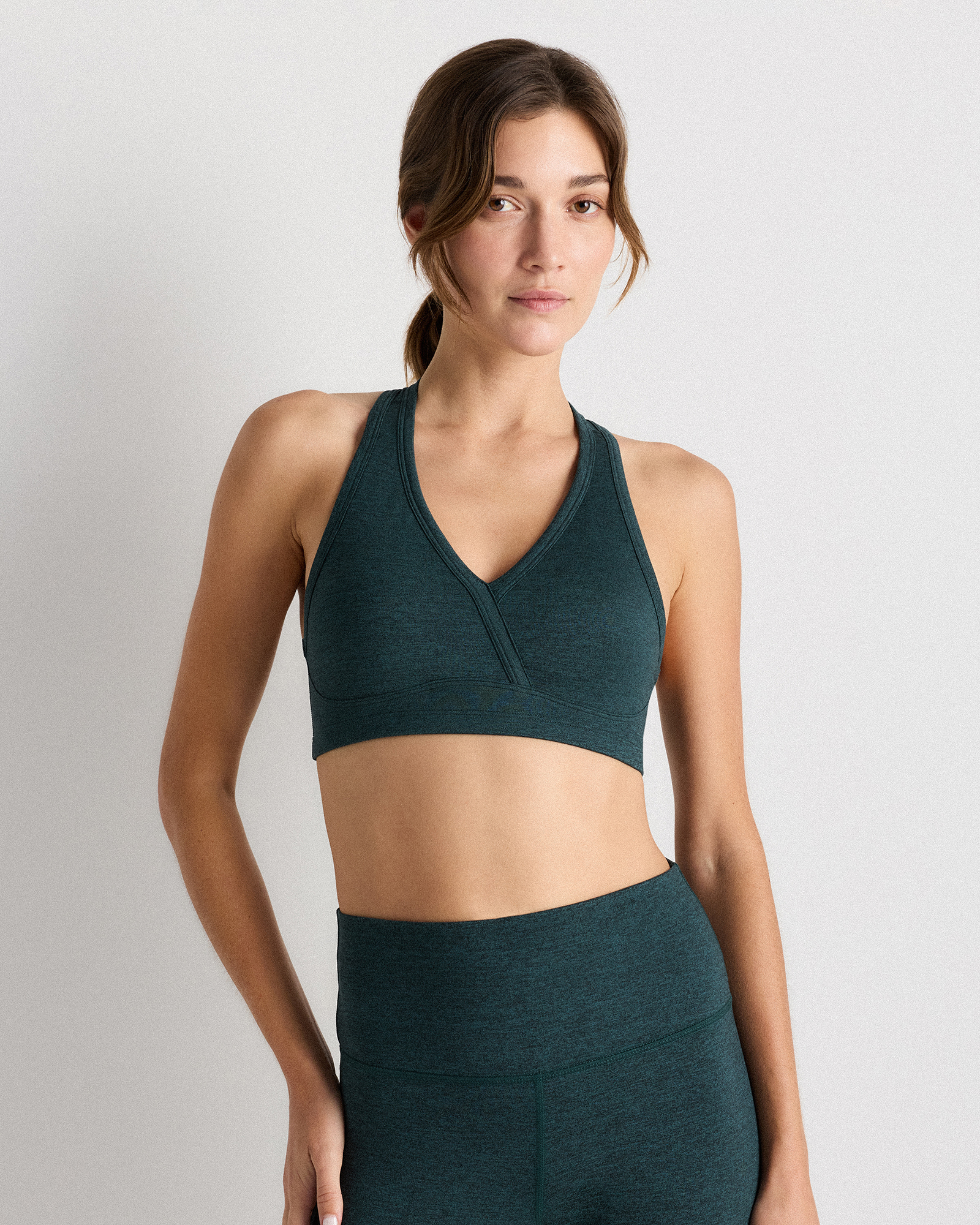 Quince Women's Ultra-soft V-neck Racerback Bra In Green
