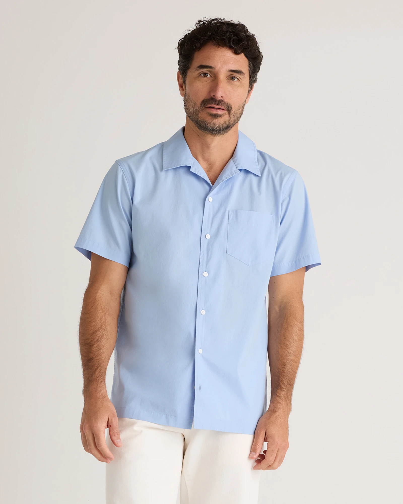 Organic Cotton Stretch Poplin Camp Shirt