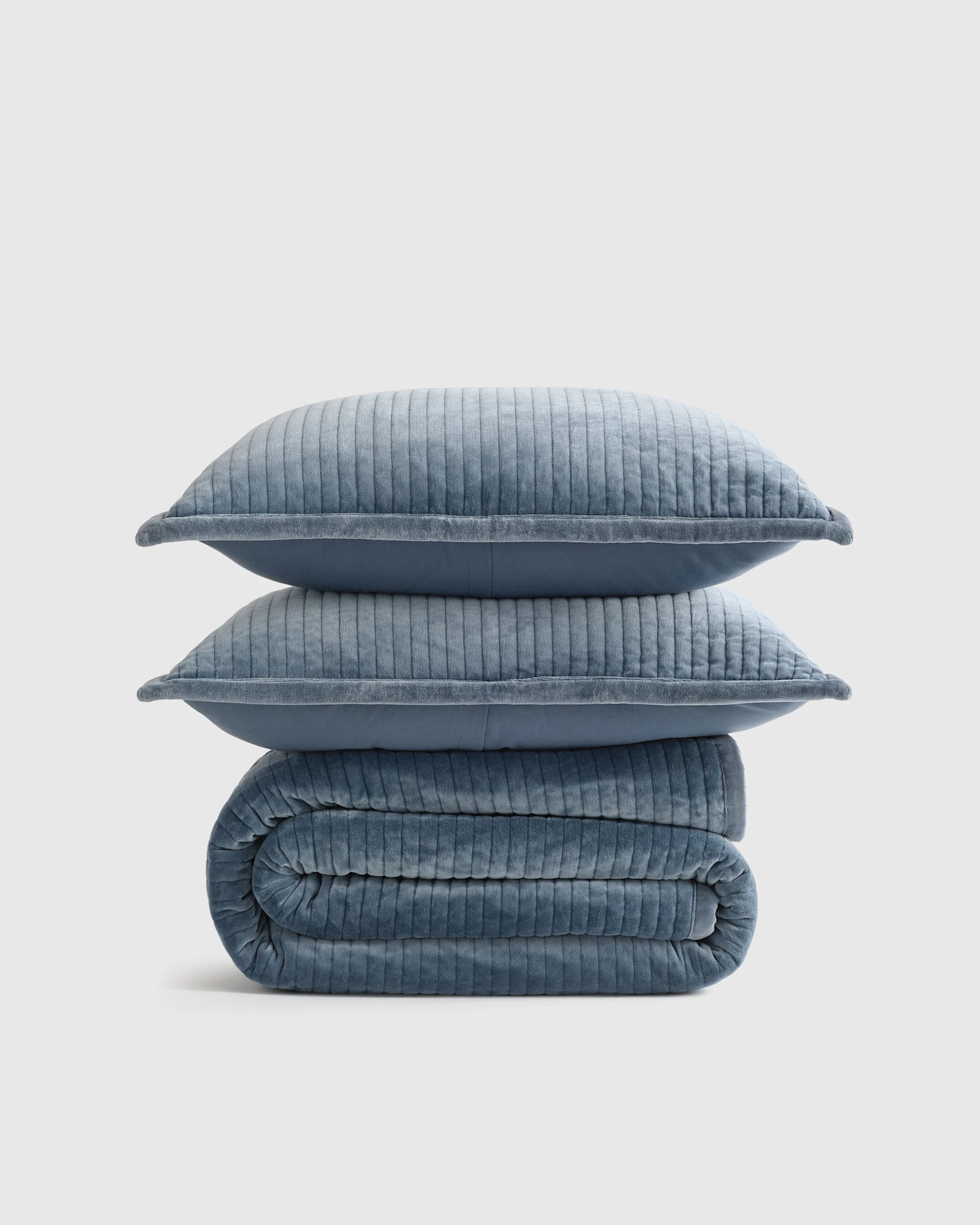 Cotton Velvet Channel Quilt Set - Terracotta, Full/Queen