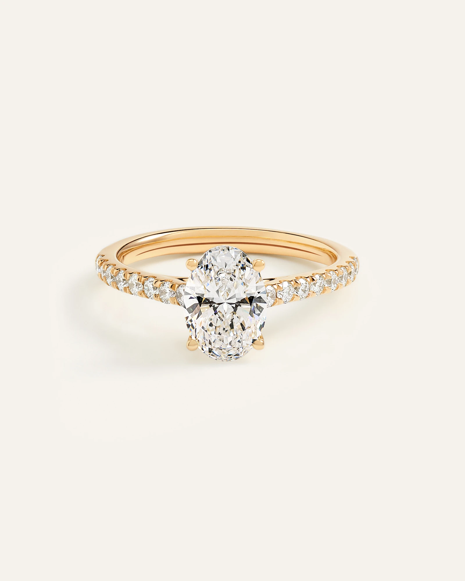 Lab Grown Diamond Oval Pave Trellis Cathedral Engagement Ring - 1.5ct