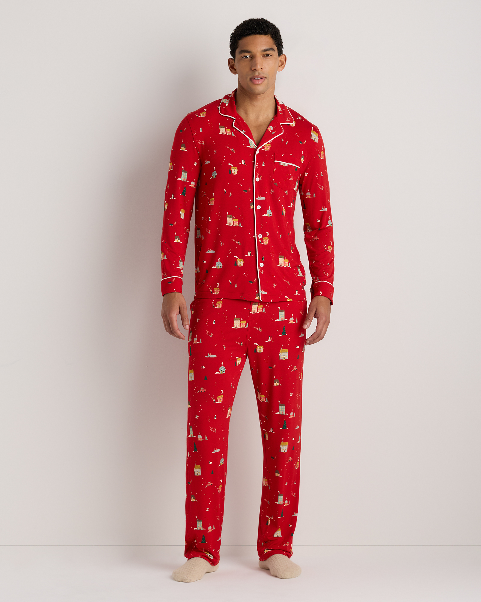Holiday Scenic Bamboo Jersey Long Sleeve Pajama Set