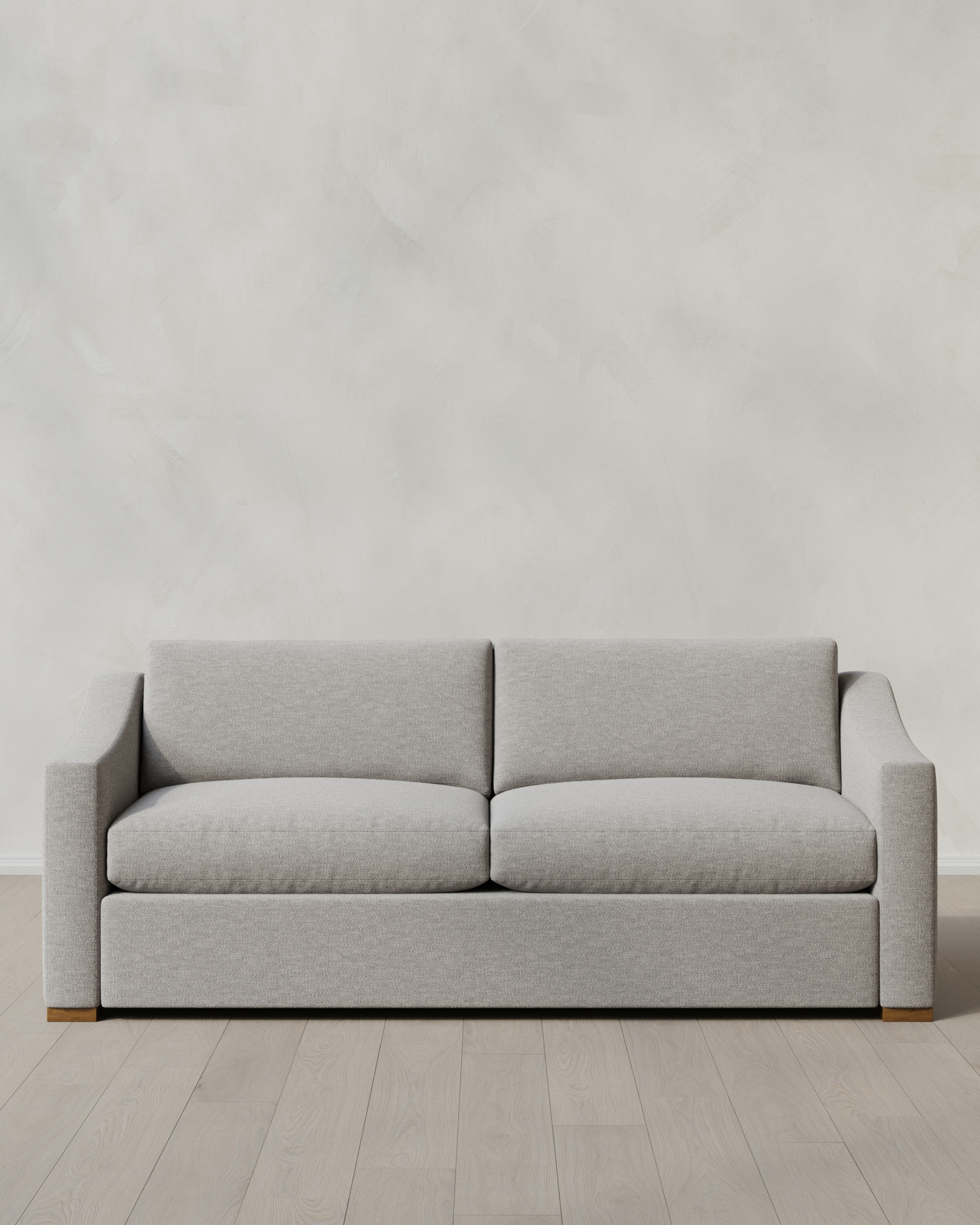 Quince Hollis Slope Arm Sofa in Performance Basketweave in Fog, Size 91", Performance Linen Blend