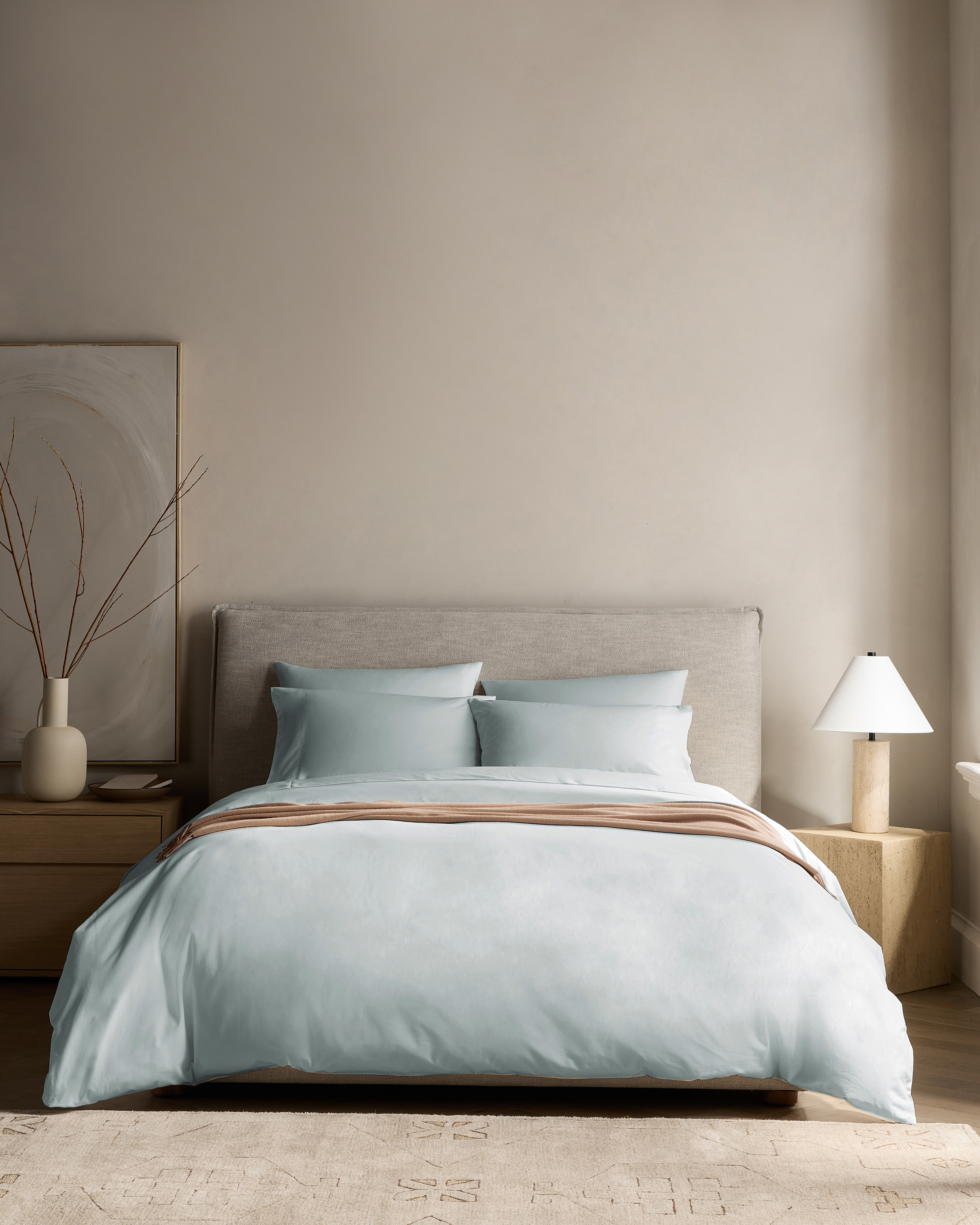 Mist Classic Organic Percale Duvet Cover Set