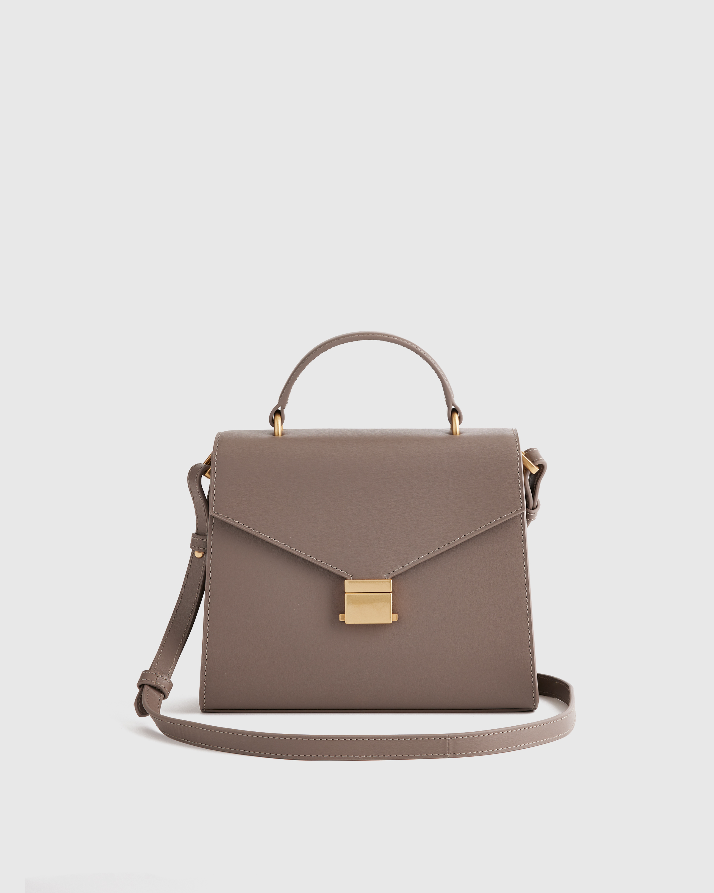 Quince Women's Italian Leather Top Handle Crossbody Satchel In Mink