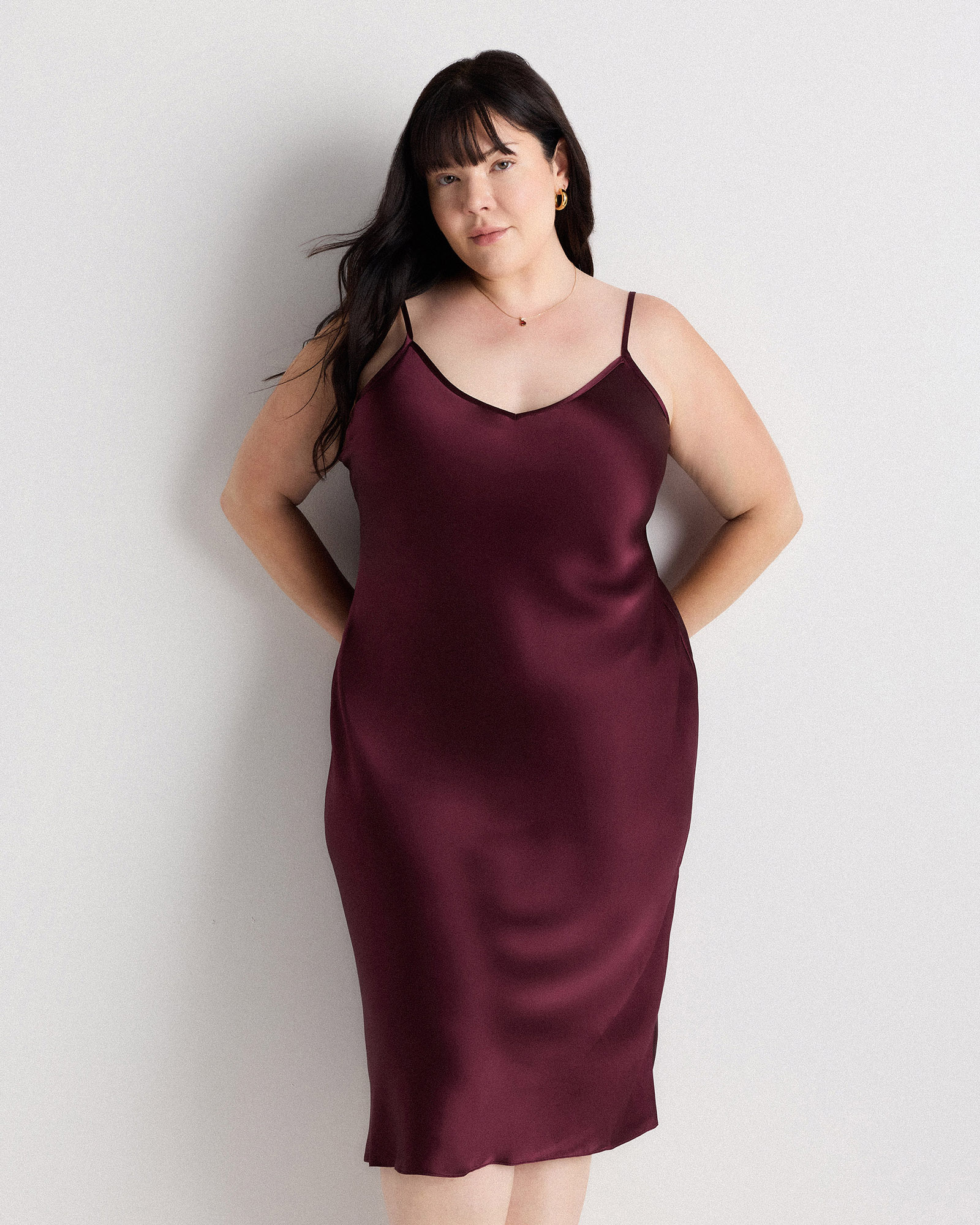 Quince Women's Slip Dress In Burgundy