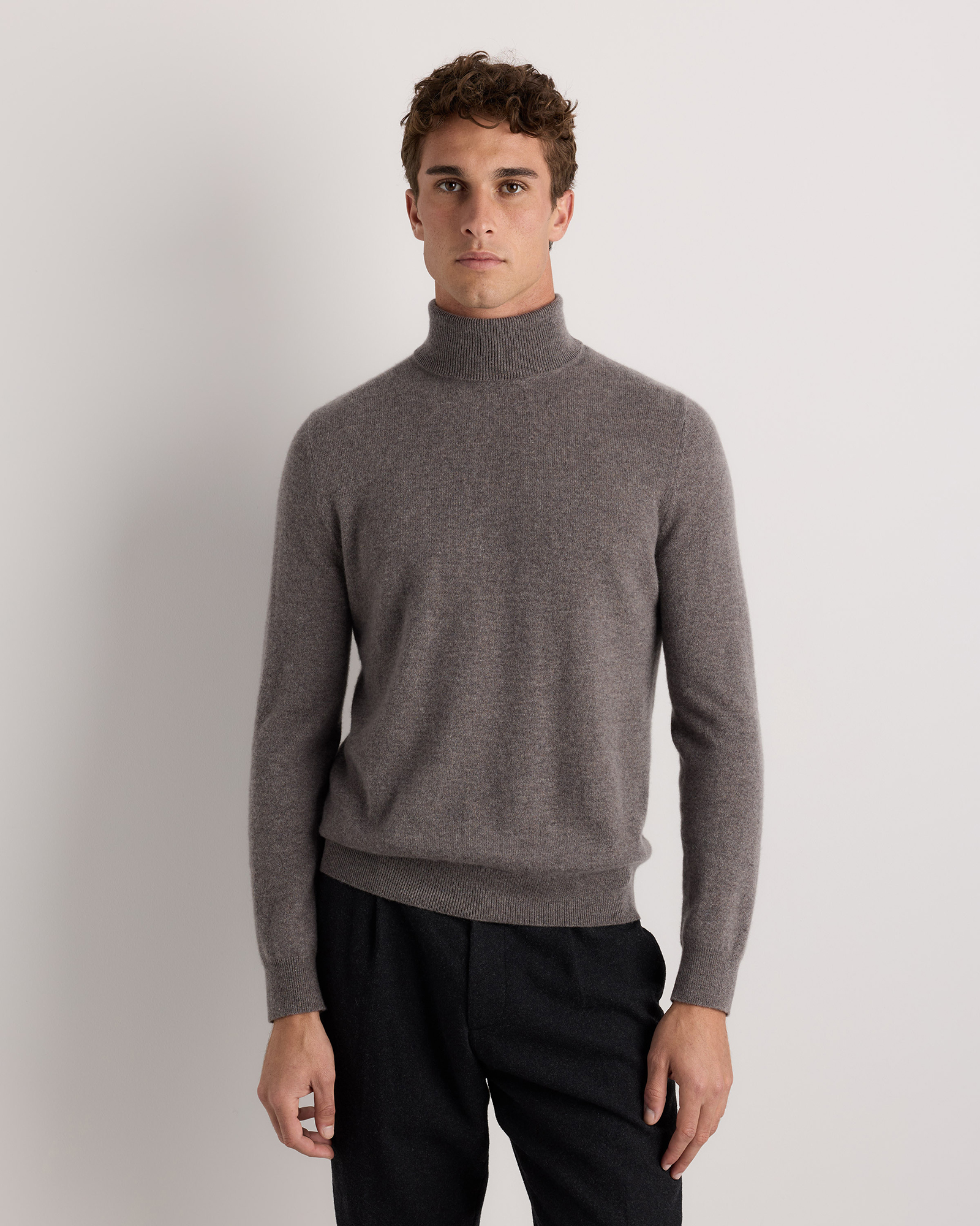 Elk Brown Mongolian Cashmere Turtleneck Sweater