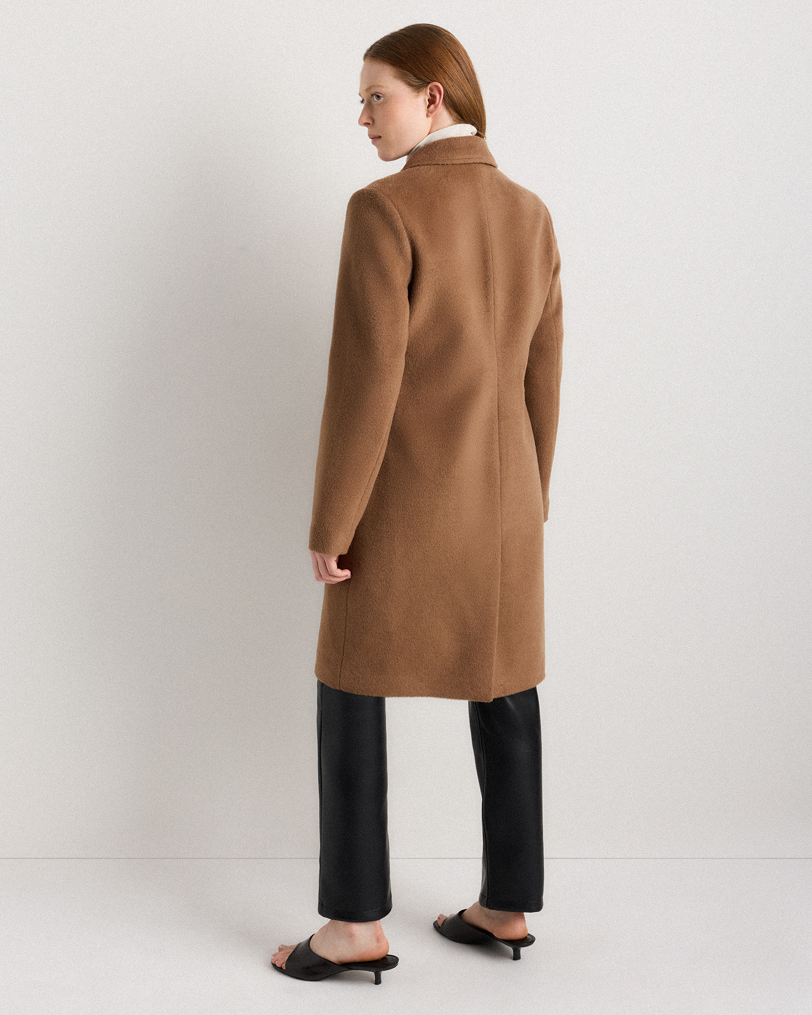 Camel Hair Single-Breasted Midi Coat