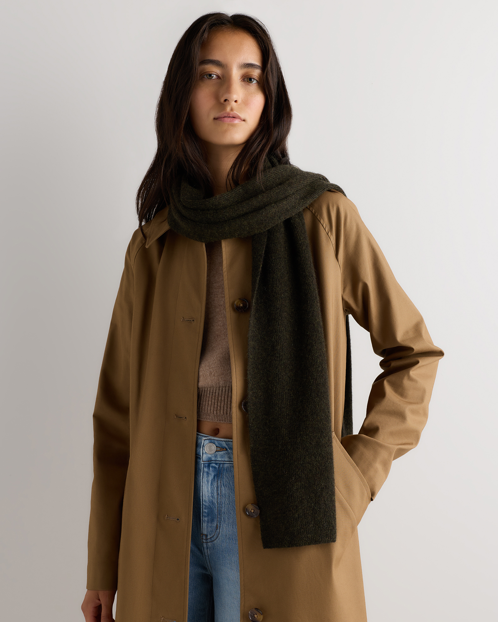 Olive Twist Mongolian Cashmere Scarf