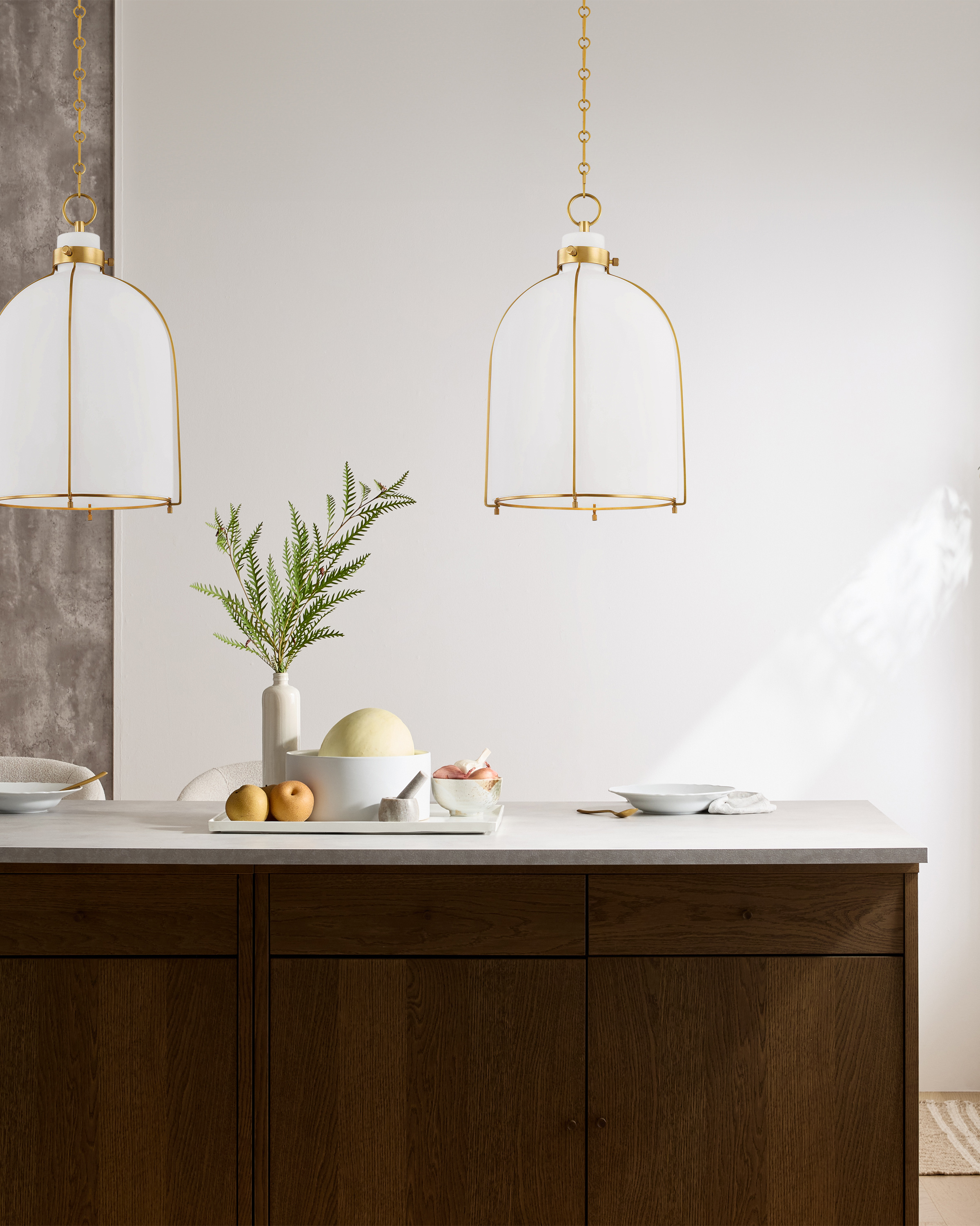 Iron and Opal Glass Bell Pendant Light - Thumbnail 5