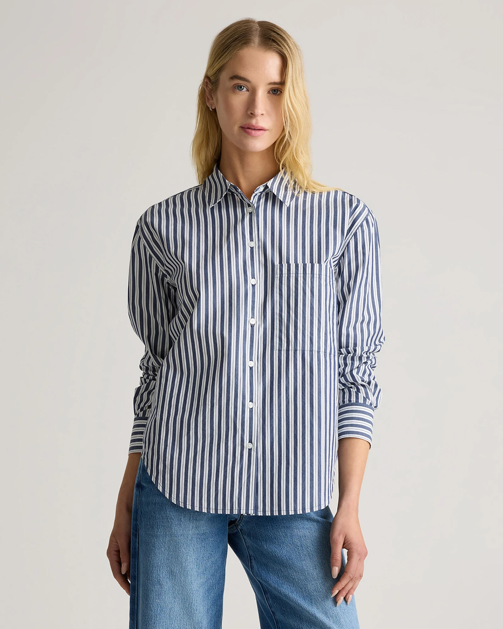 100% Organic Cotton Poplin Long Sleeve Boyfriend Shirt