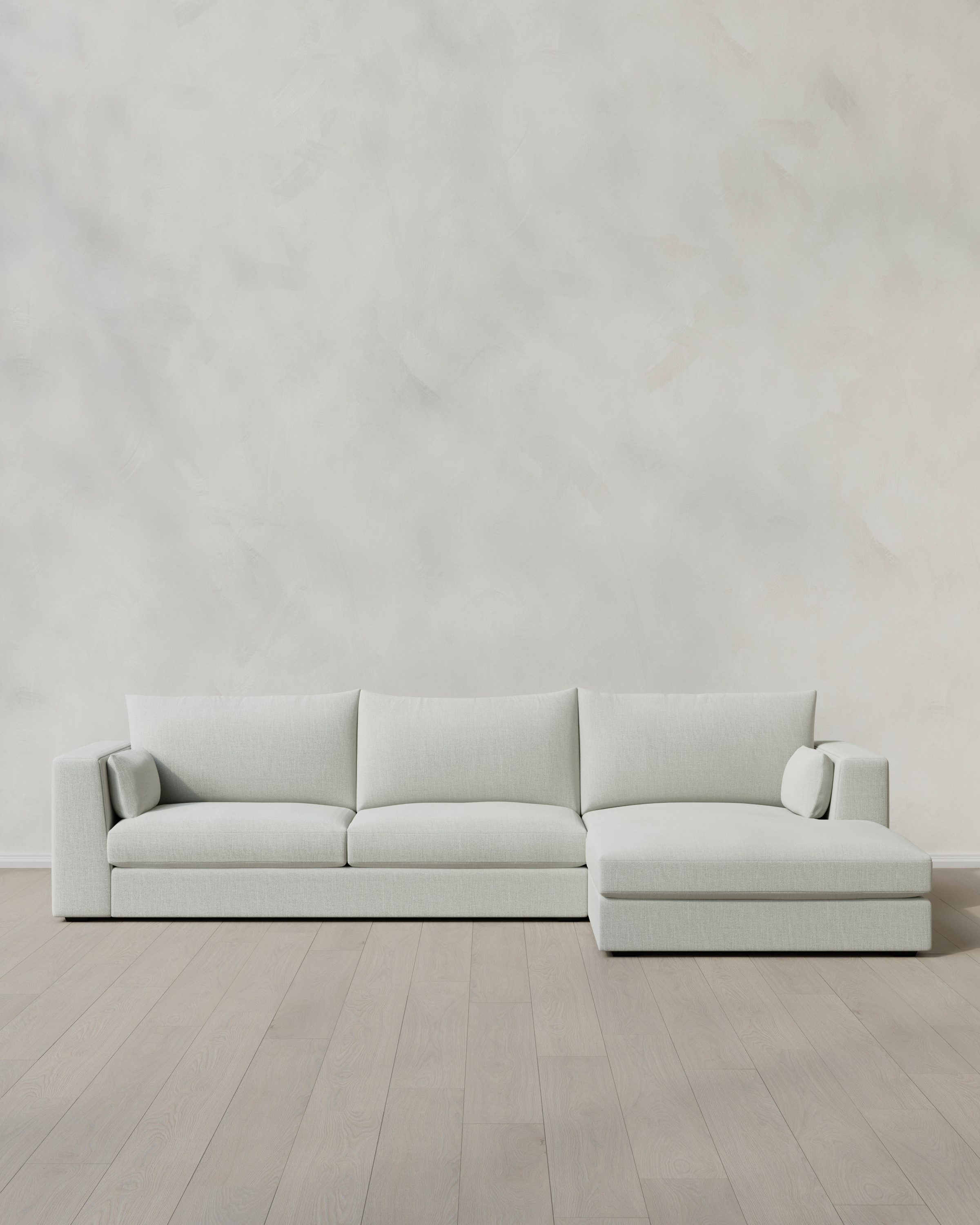 Silver Oasis Chaise Sectional in Performance Linen