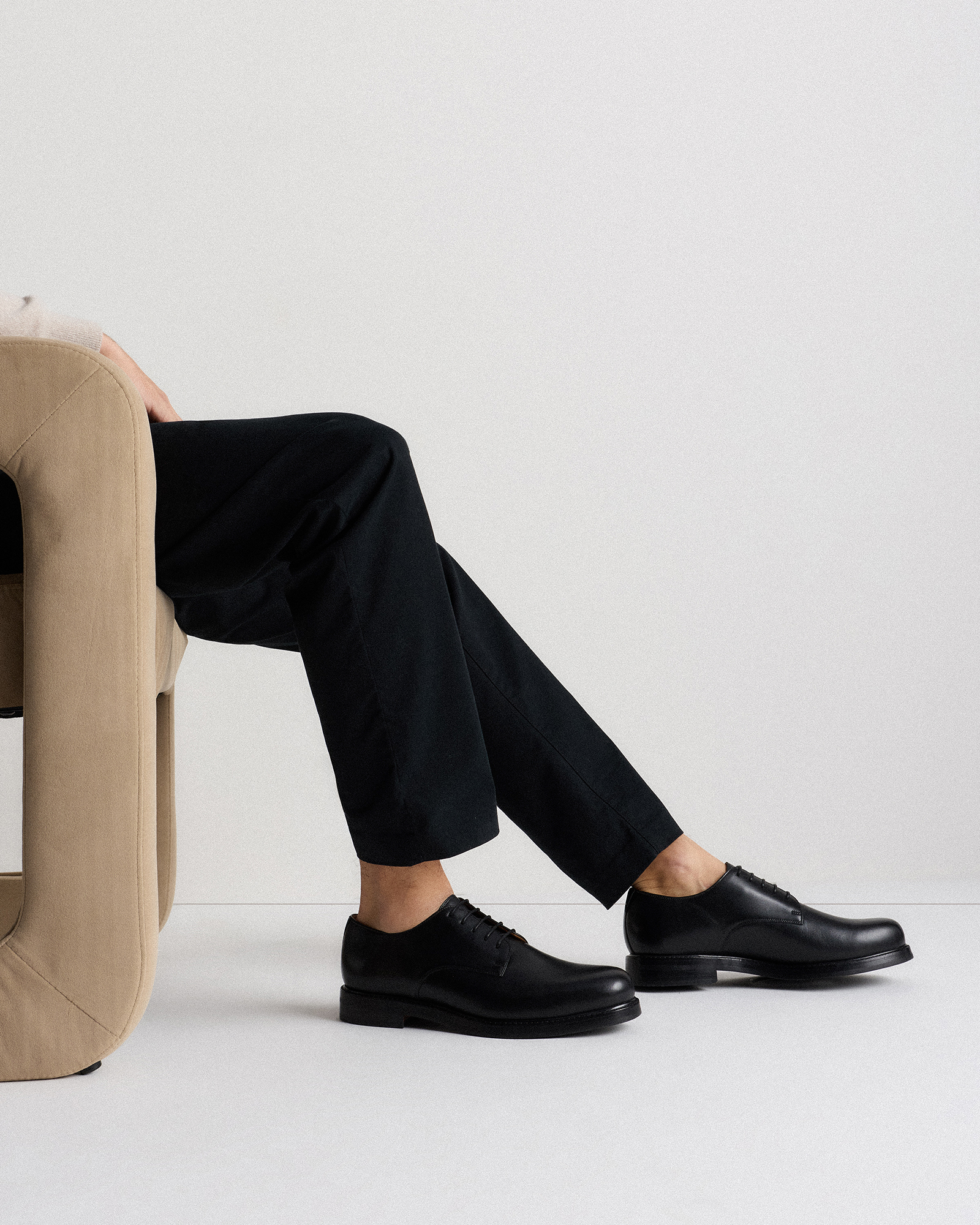 Calfskin Leather Derby in Black
