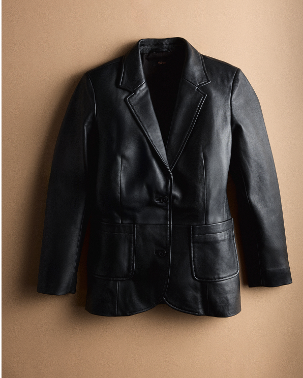 True Black 100% Leather Blazer
