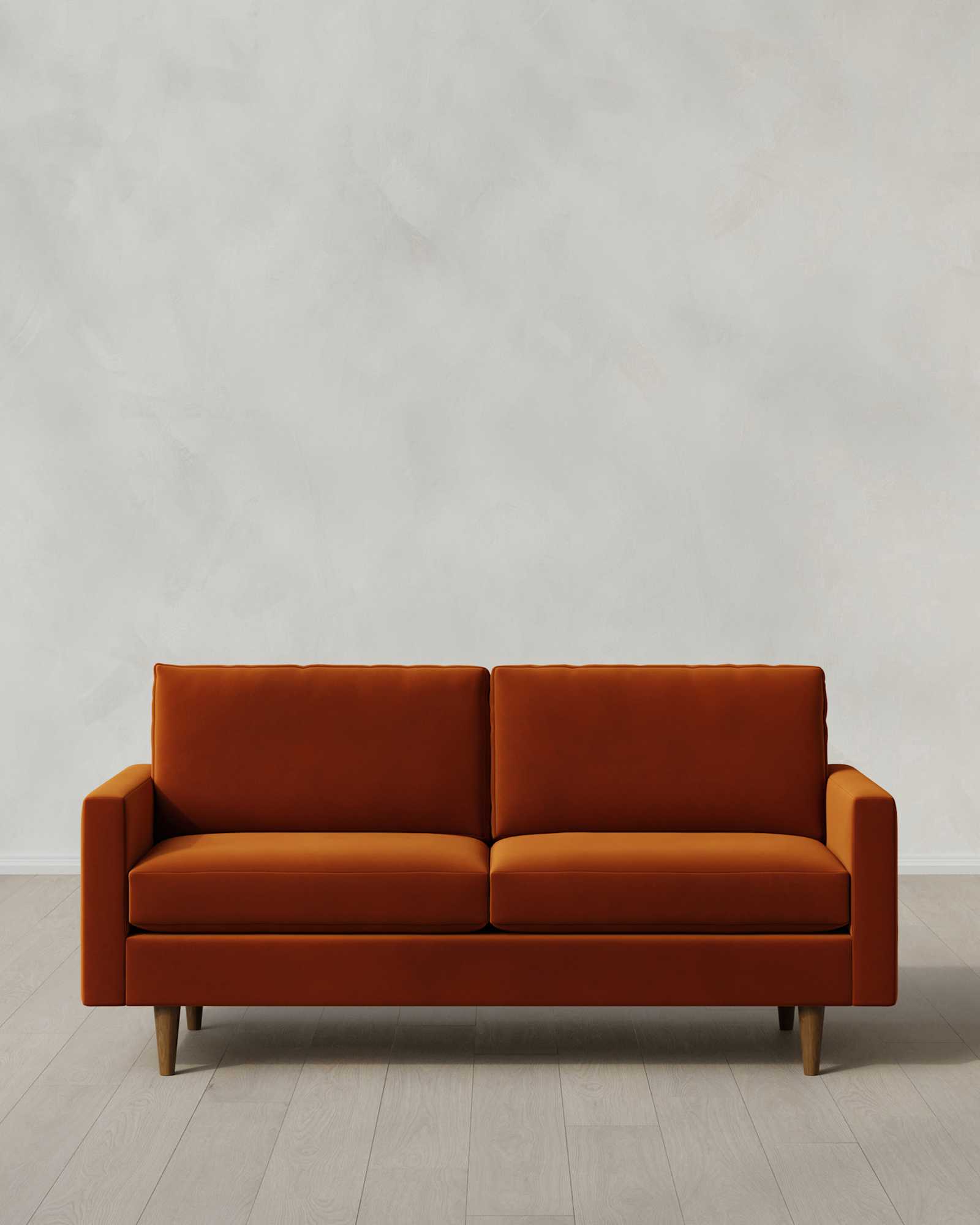 Midcentury Sofa 6ft Performance Velvet Rust