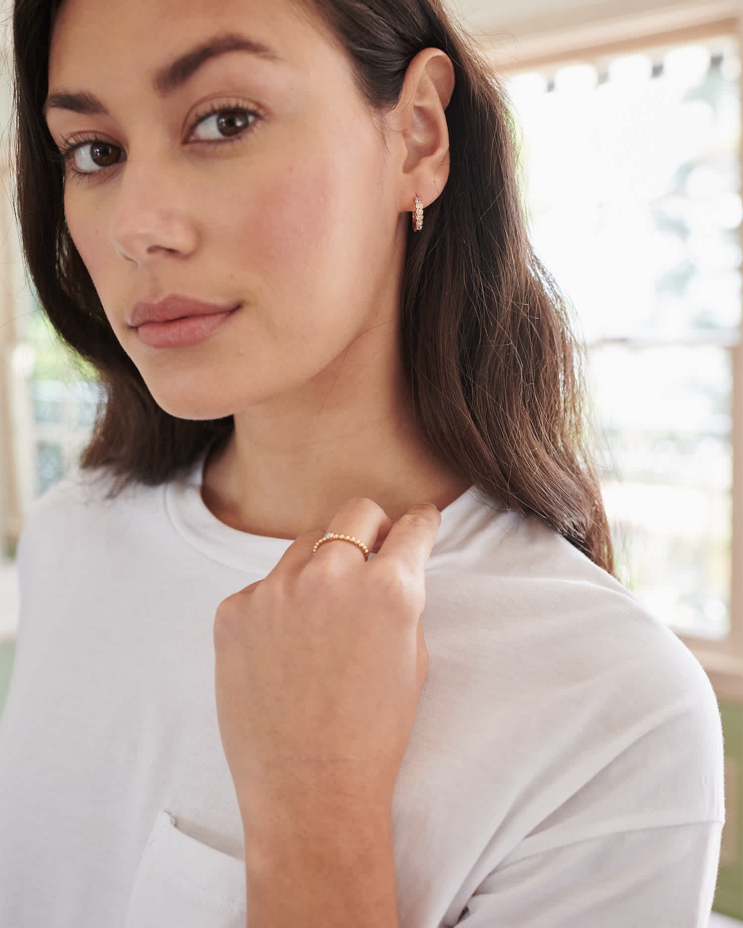 White Sapphire Huggie Hoops